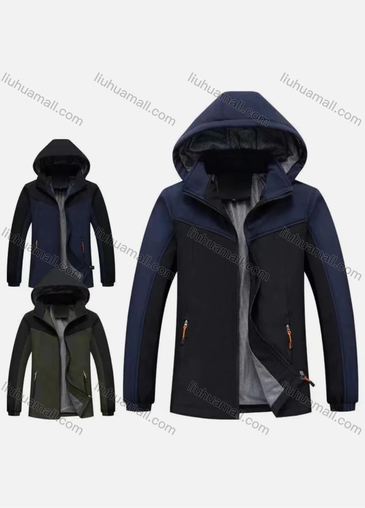 Wholesale Men's Casual Hooded Long Sleeve Zipper Pocket Thermal Jacket - Liuhuamall