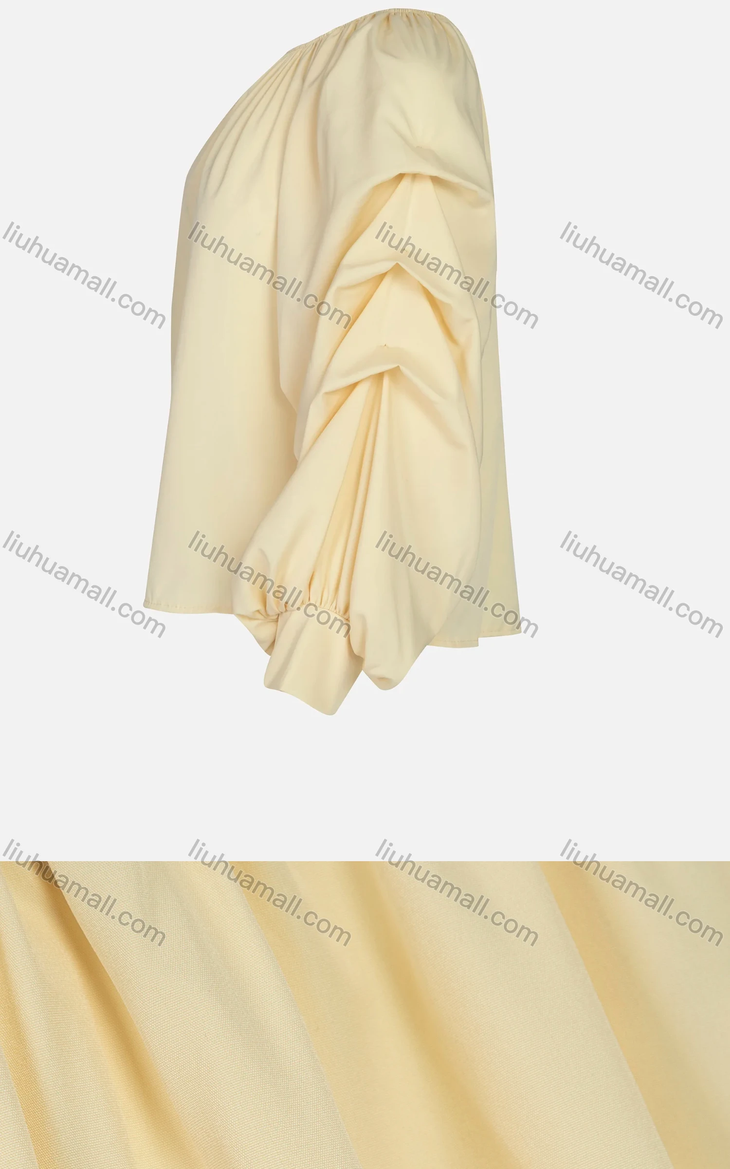 Wholesale Women's Casual Lantern Sleeve Elastic Neckline Plain Tops - Liuhuamall