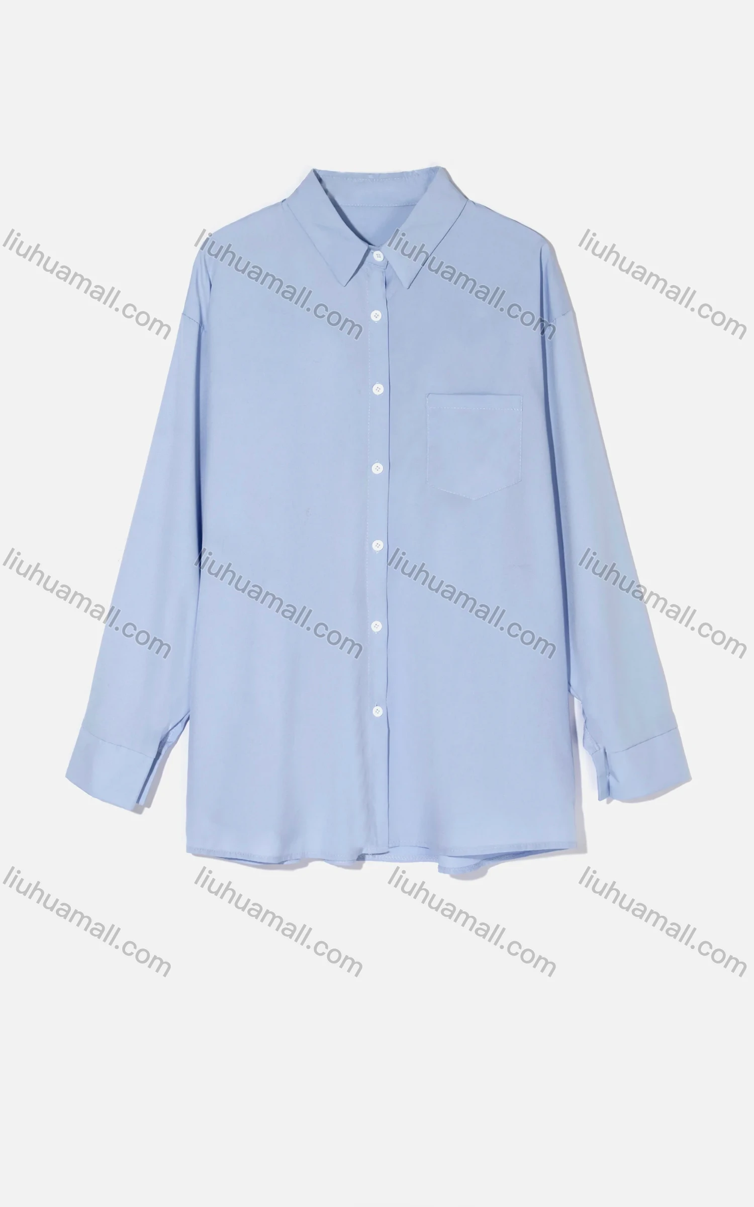 Wholesale Women's Casual Collared Long Sleeve Button Down Plain Long Shirts - Liuhuamall