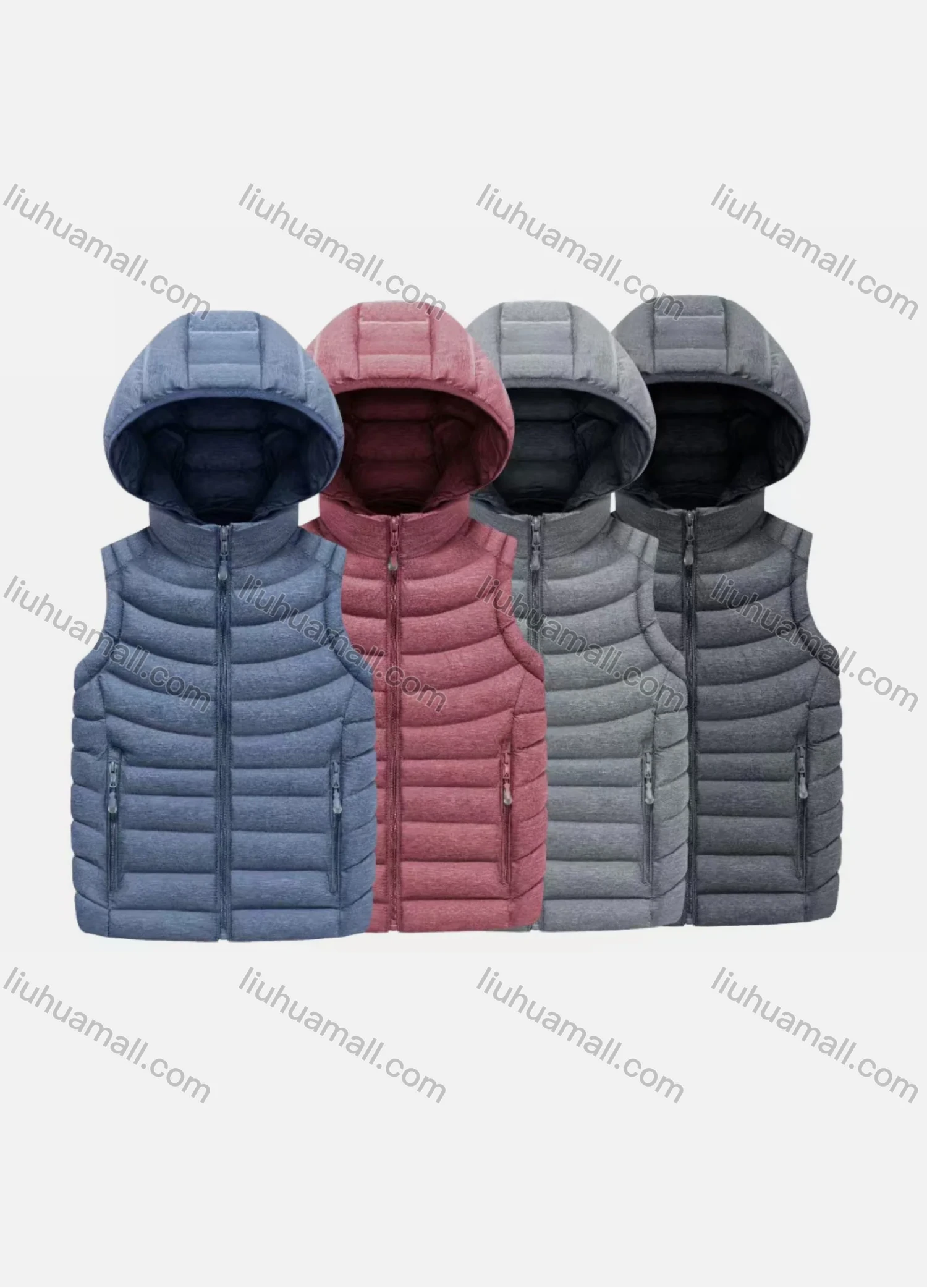 Wholesale Kids Casual Hooded Zipper Pockets Thermal Puffer Jacket Vest - Liuhuamall