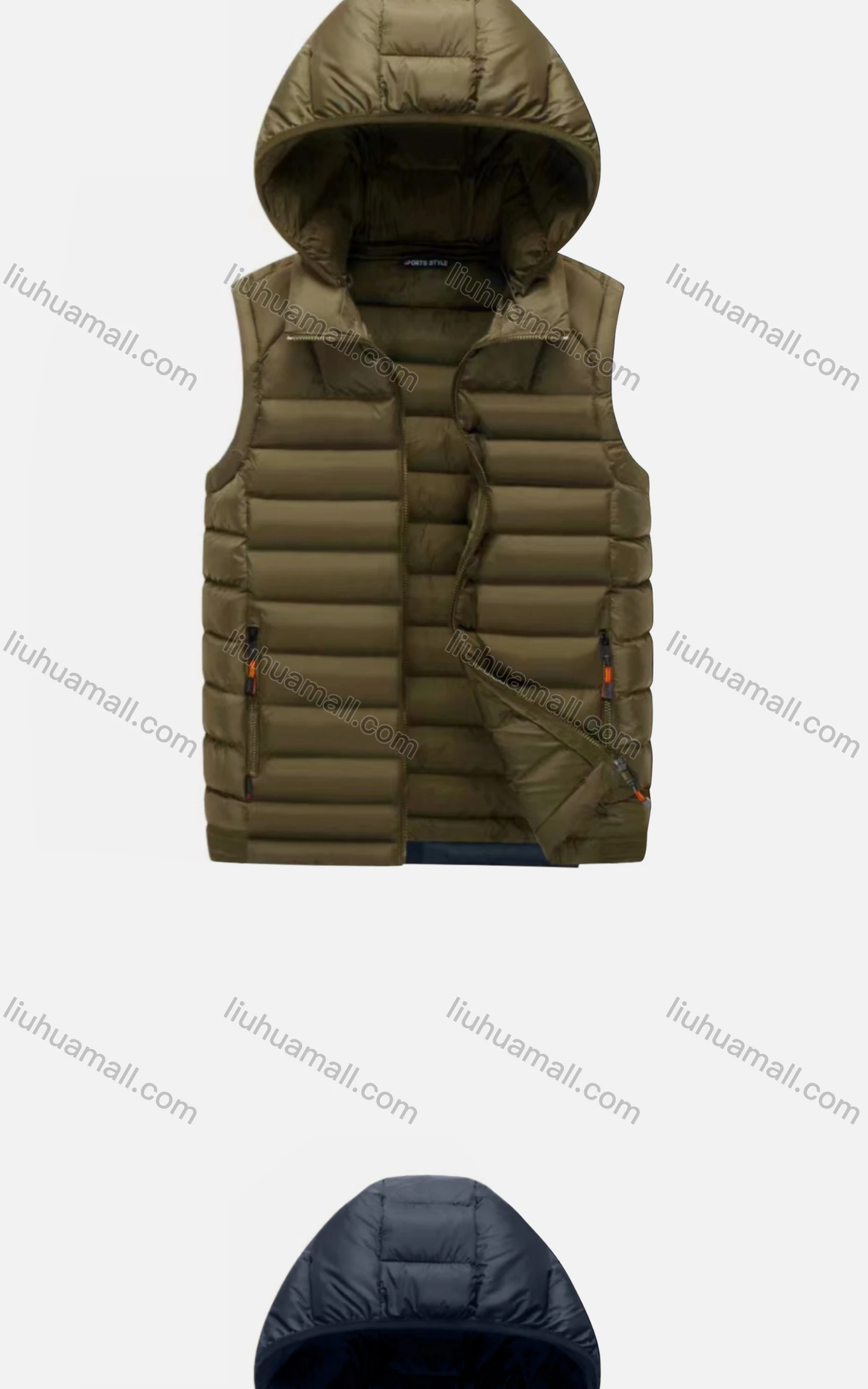 Wholesale Men's Casual Hooded Sleeveless Zipper Pocket Thermal Puffer Jacket - Liuhuamall