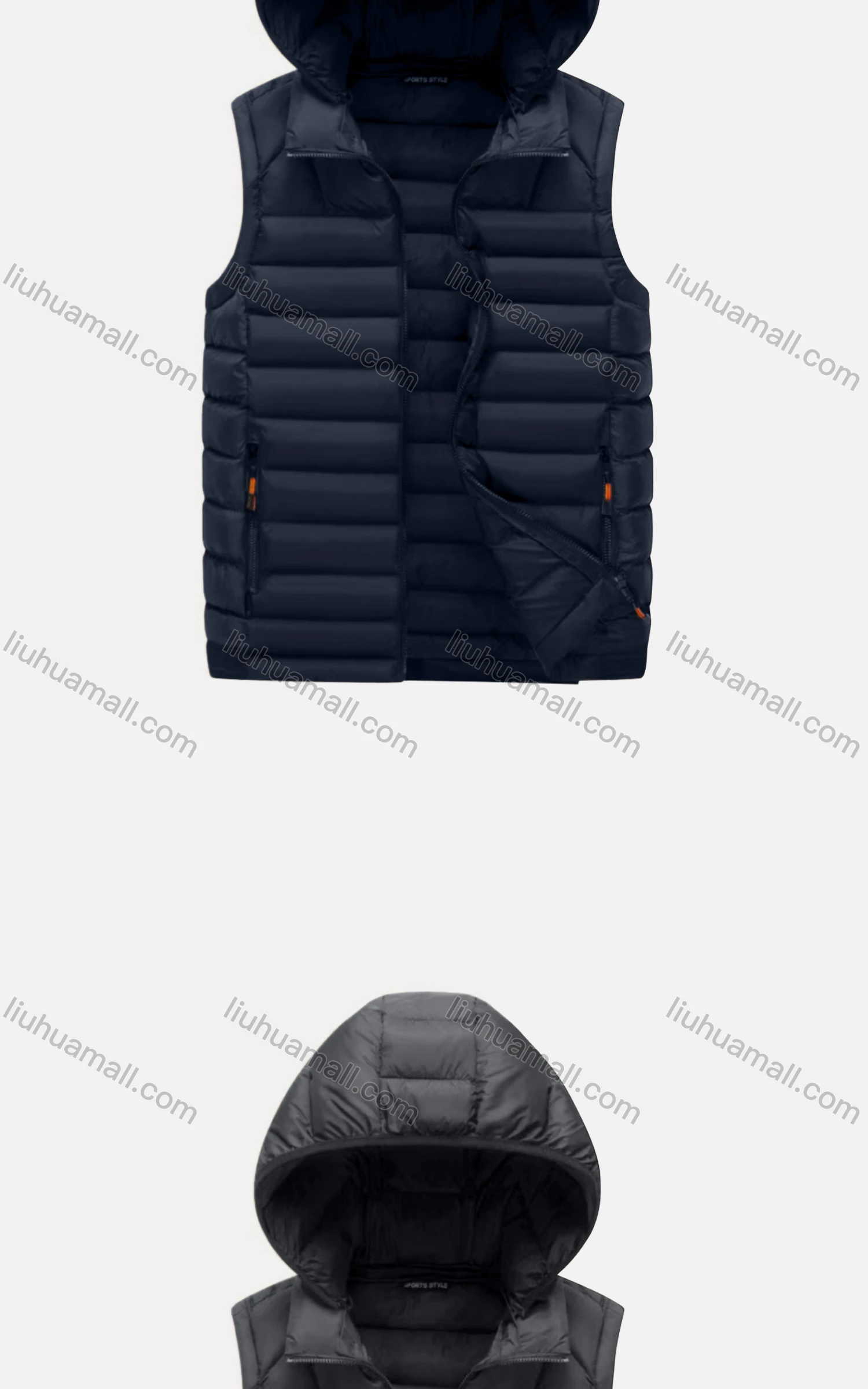 Wholesale Men's Casual Hooded Sleeveless Zipper Pocket Thermal Puffer Jacket - Liuhuamall