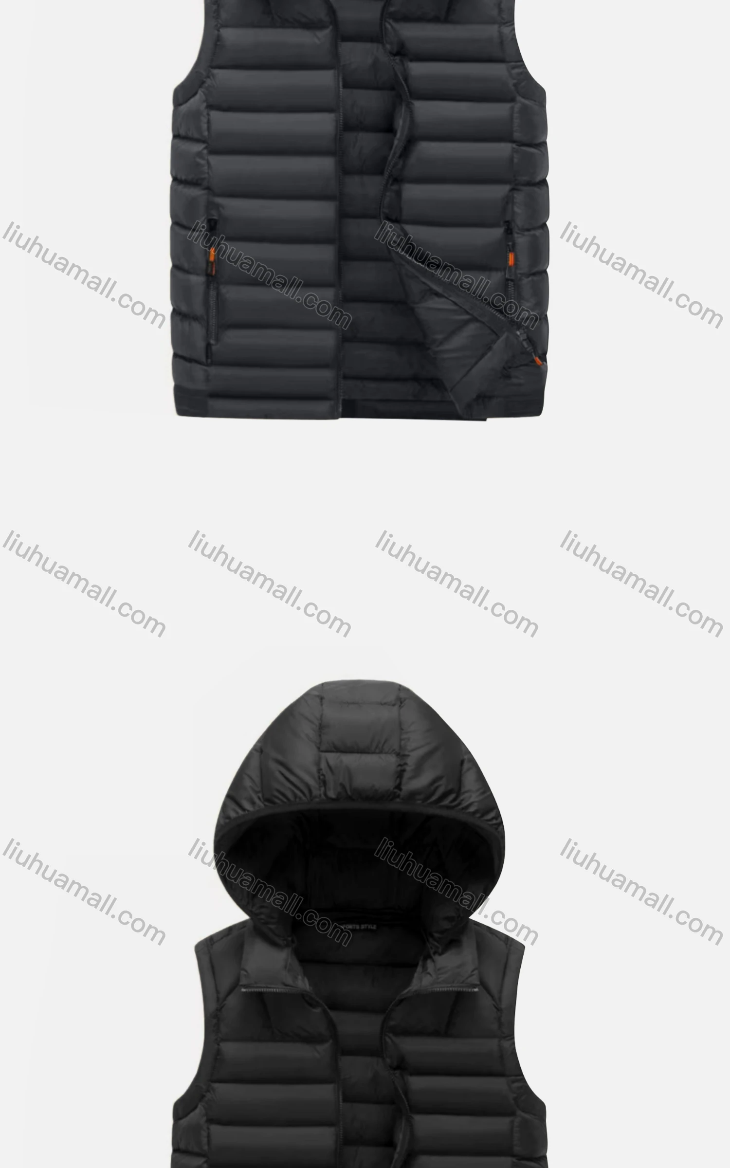Wholesale Men's Casual Hooded Sleeveless Zipper Pocket Thermal Puffer Jacket - Liuhuamall