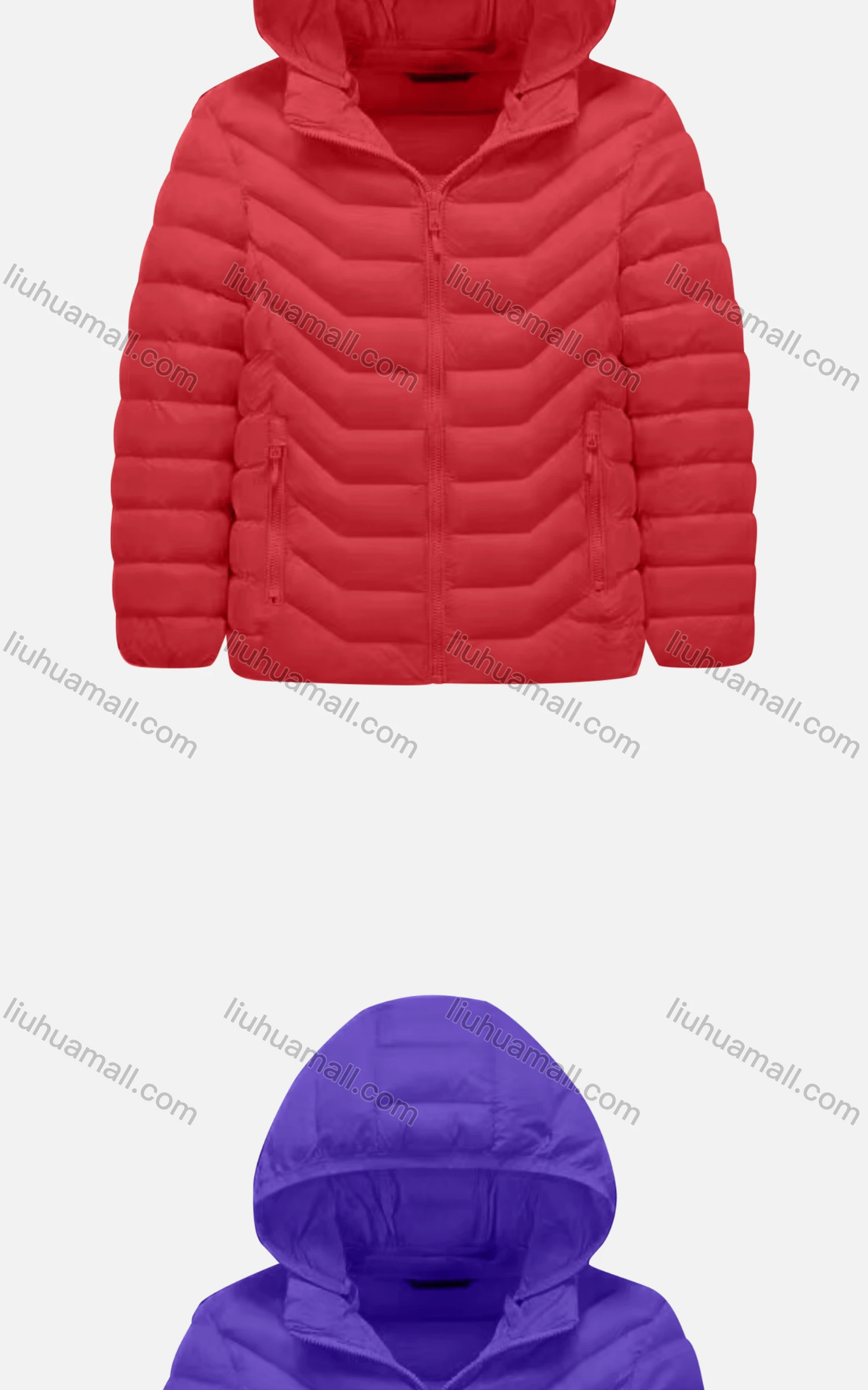 Wholesale Kids Casual Hooded Long Sleeve Zipper Pocket Thermal Puffer Jacket - Liuhuamall
