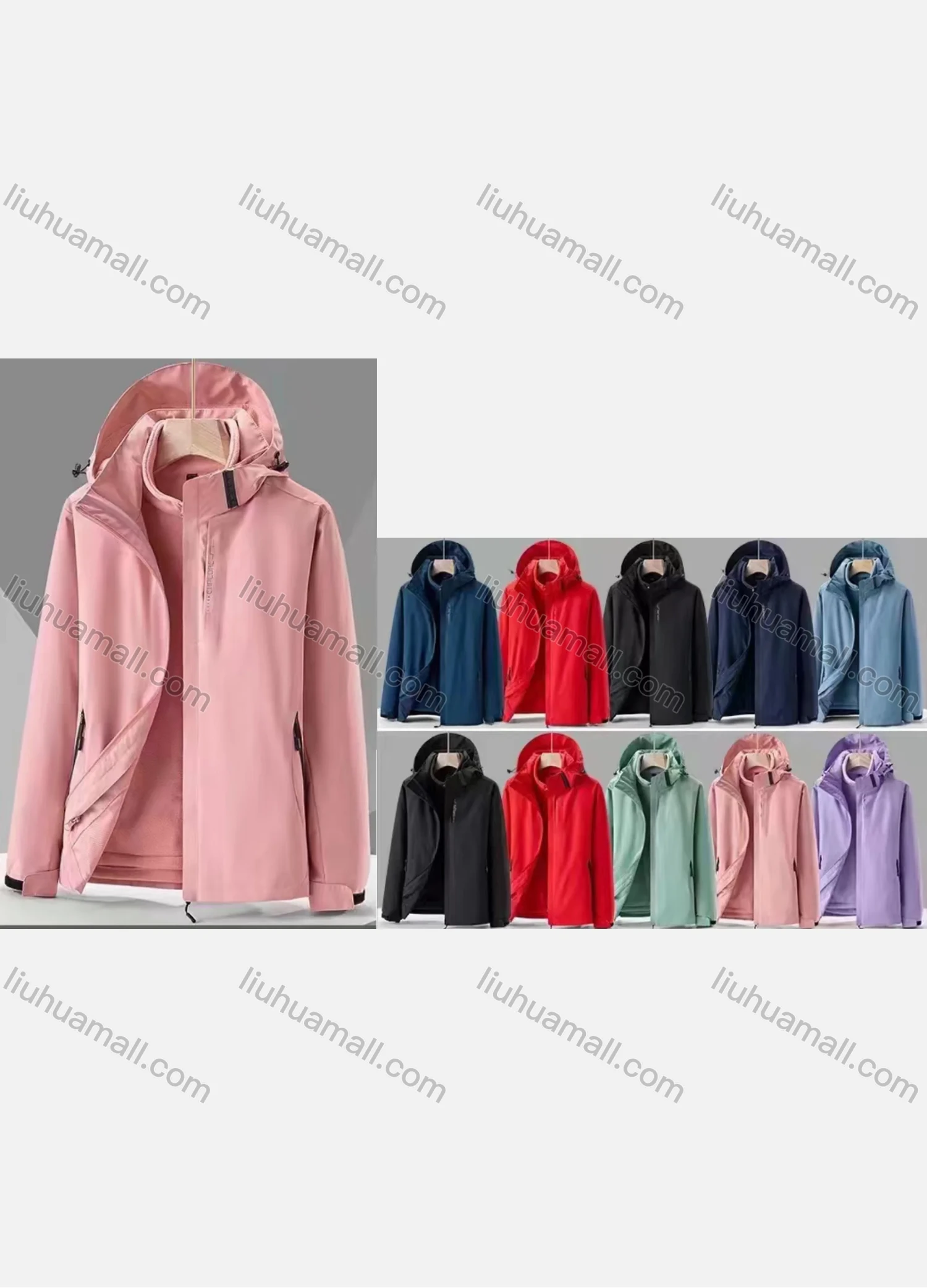 Wholesale Men's Casual Long Sleeve Zipper Pocket Hooded Thermal Windbreaker Jacket - Liuhuamall