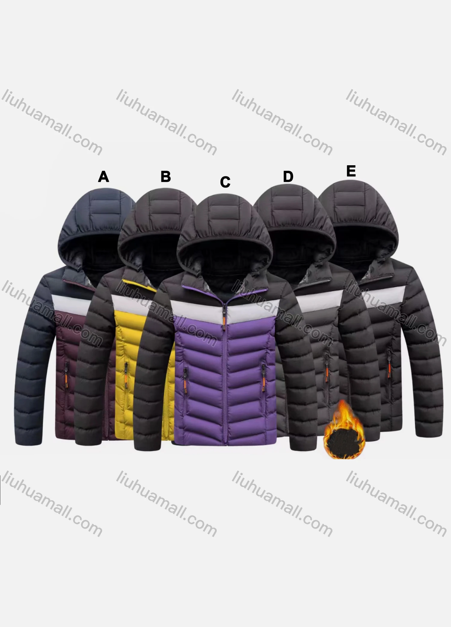 Wholesale Kids Casual Hooded Long Sleeve Zipper Pocket Thermal Puffer Jacket - Liuhuamall
