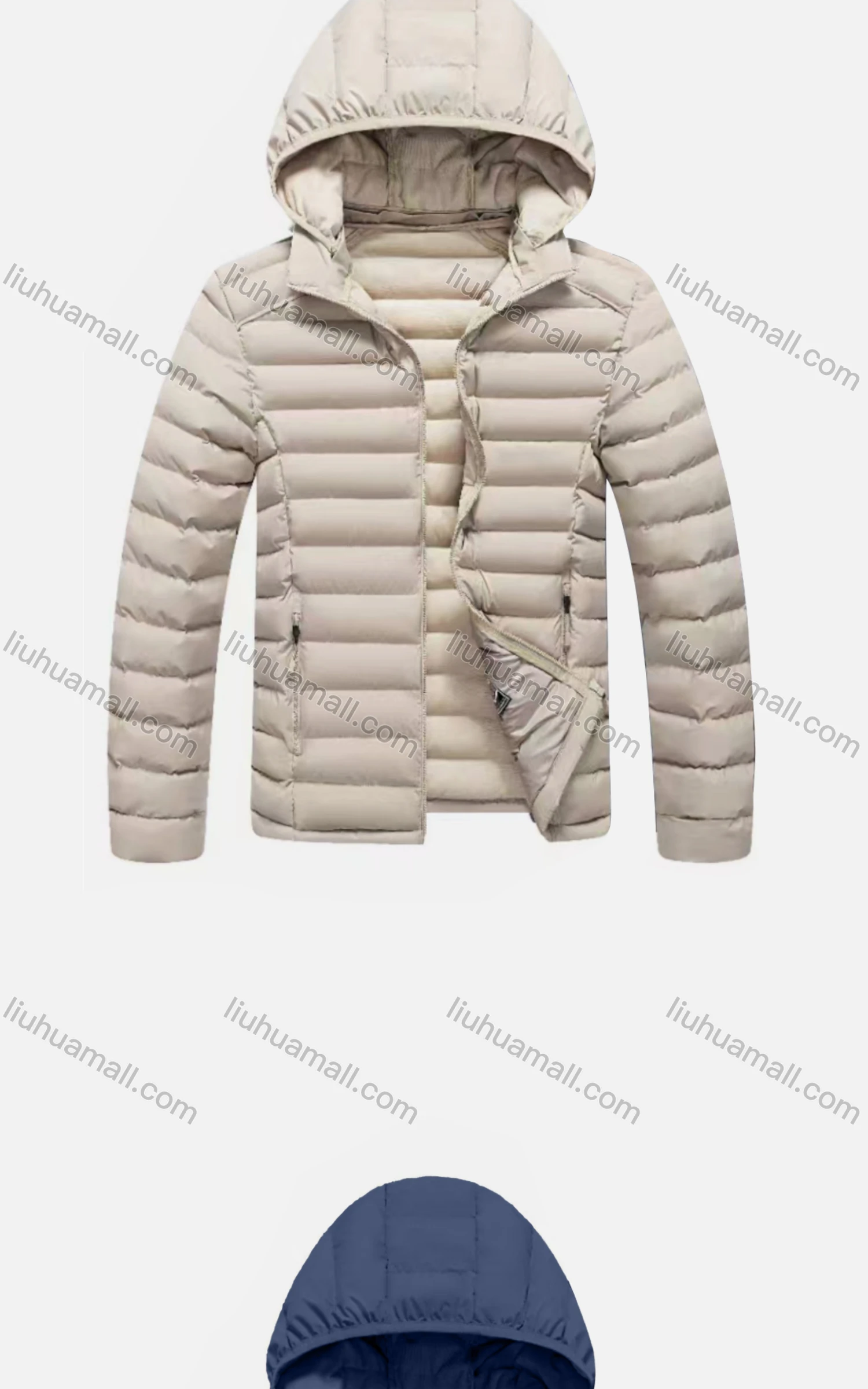 Wholesale Men's Casual Hooded Long Sleeve Zipper Pocket Thermal Oversized Puffer Jacket - Liuhuamall