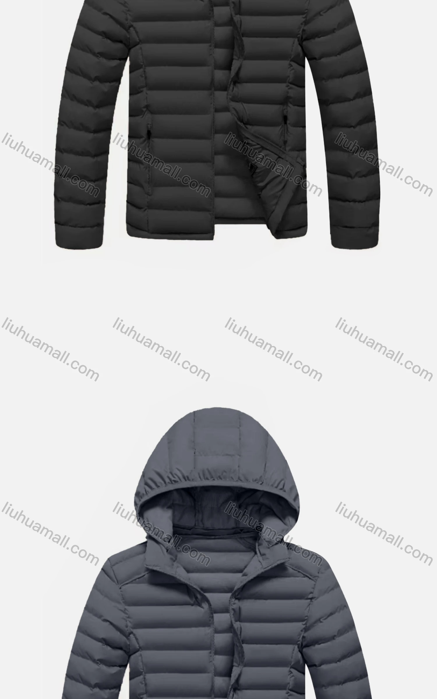Wholesale Men's Casual Hooded Long Sleeve Zipper Pocket Thermal Oversized Puffer Jacket - Liuhuamall