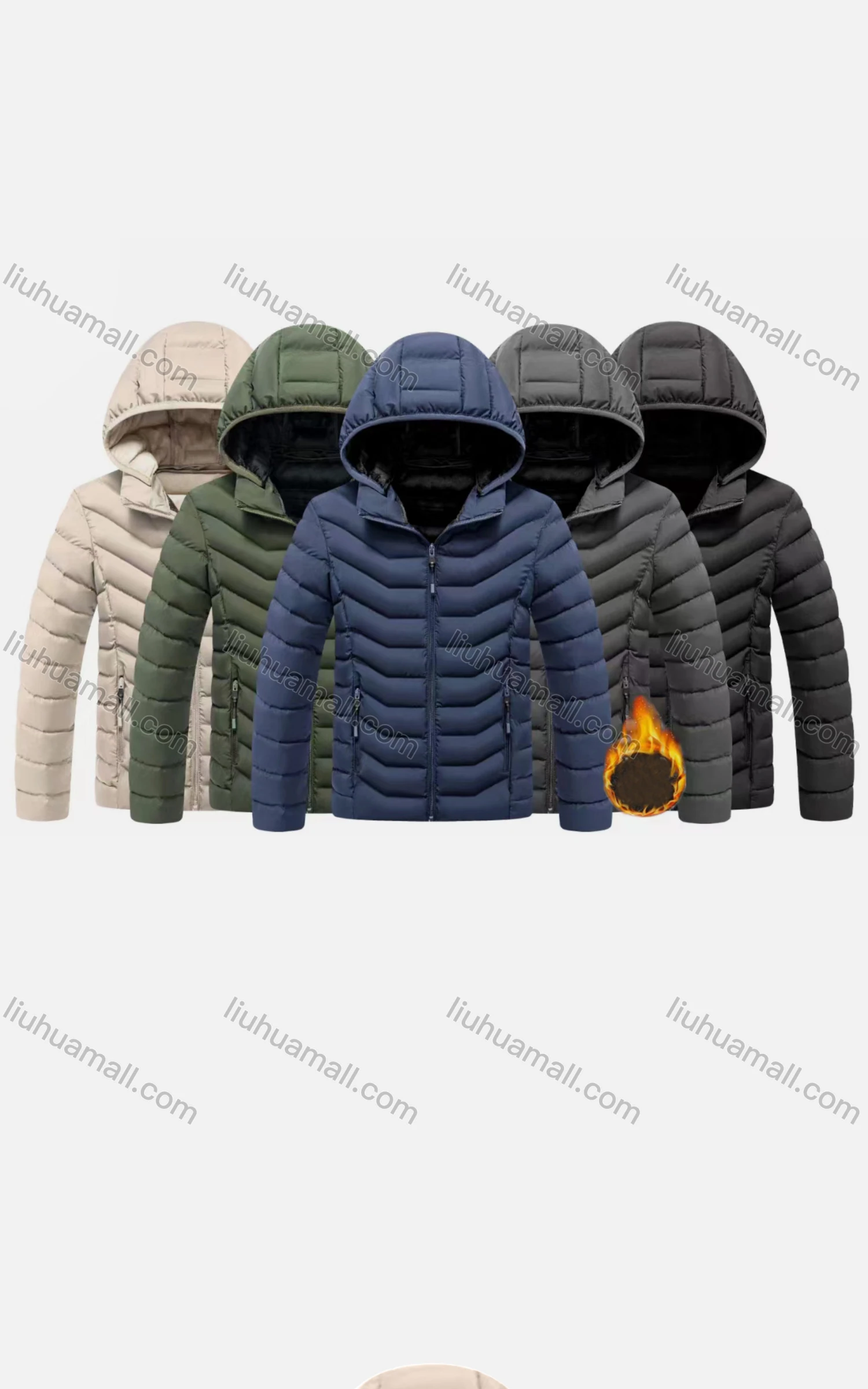 Wholesale Kids Hooded Casual Long Sleeve Zipper Pocket Thermal Puffer Jacket - Liuhuamall