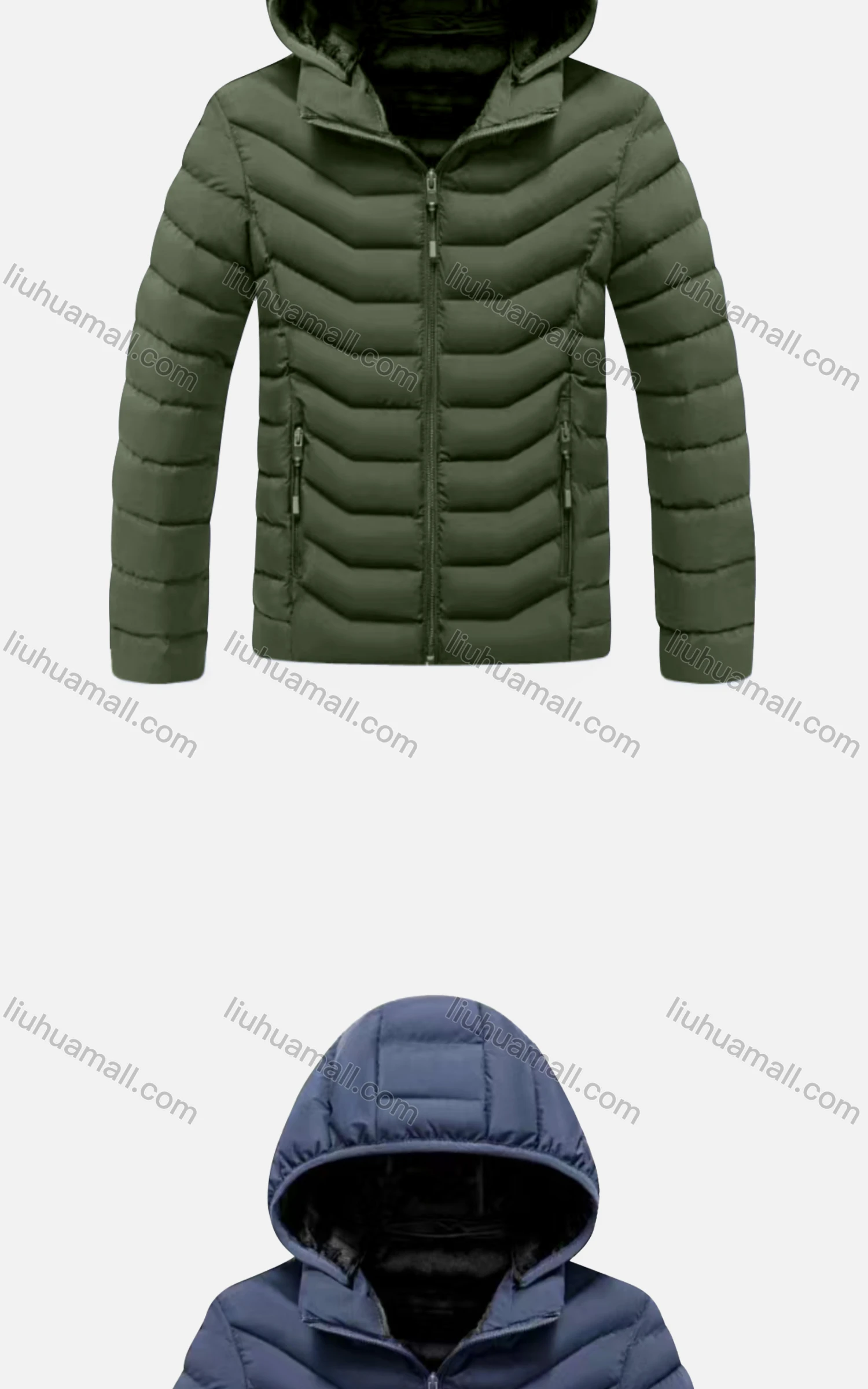 Wholesale Kids Hooded Casual Long Sleeve Zipper Pocket Thermal Puffer Jacket - Liuhuamall