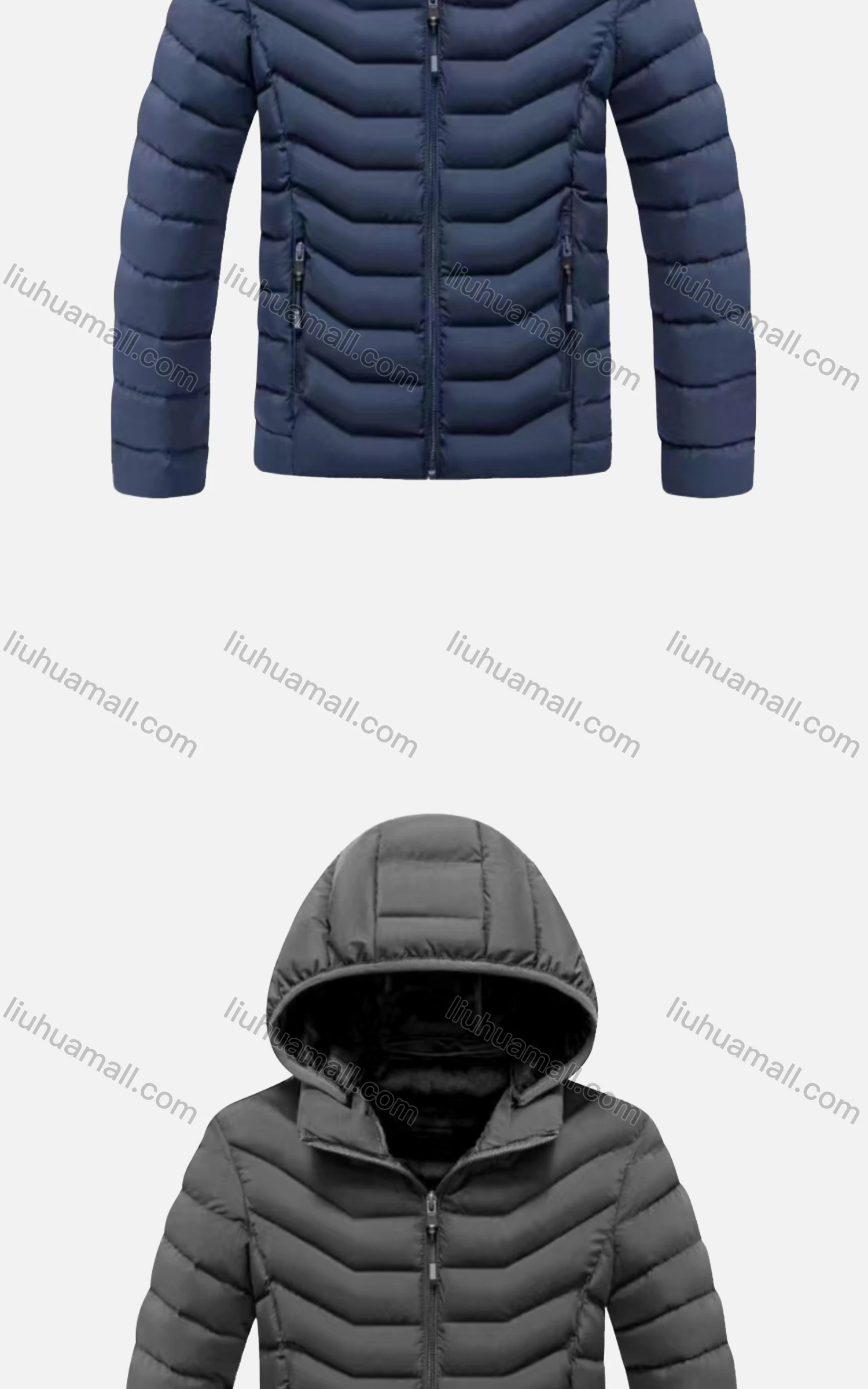 Wholesale Kids Hooded Casual Long Sleeve Zipper Pocket Thermal Puffer Jacket - Liuhuamall
