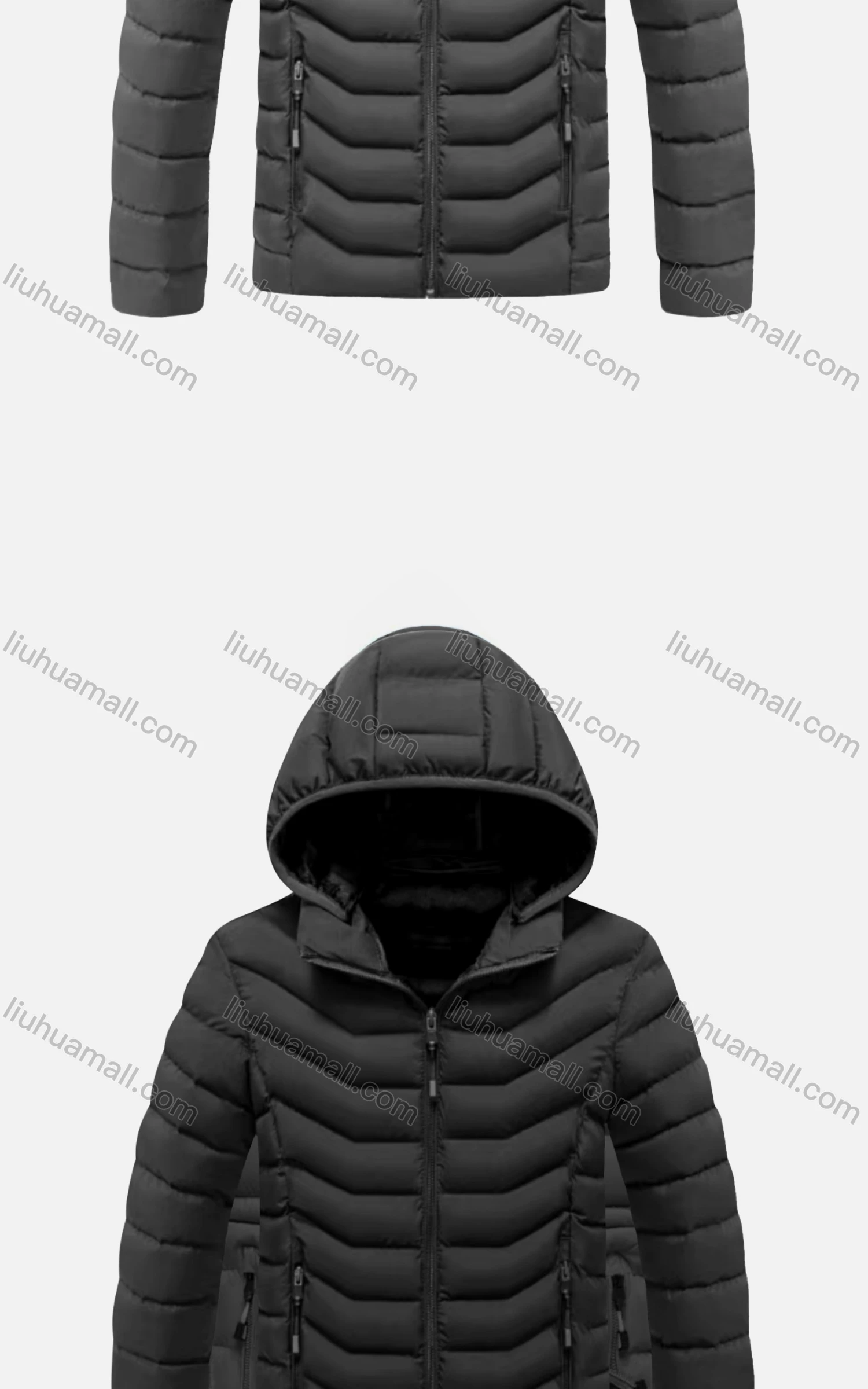 Wholesale Kids Hooded Casual Long Sleeve Zipper Pocket Thermal Puffer Jacket - Liuhuamall