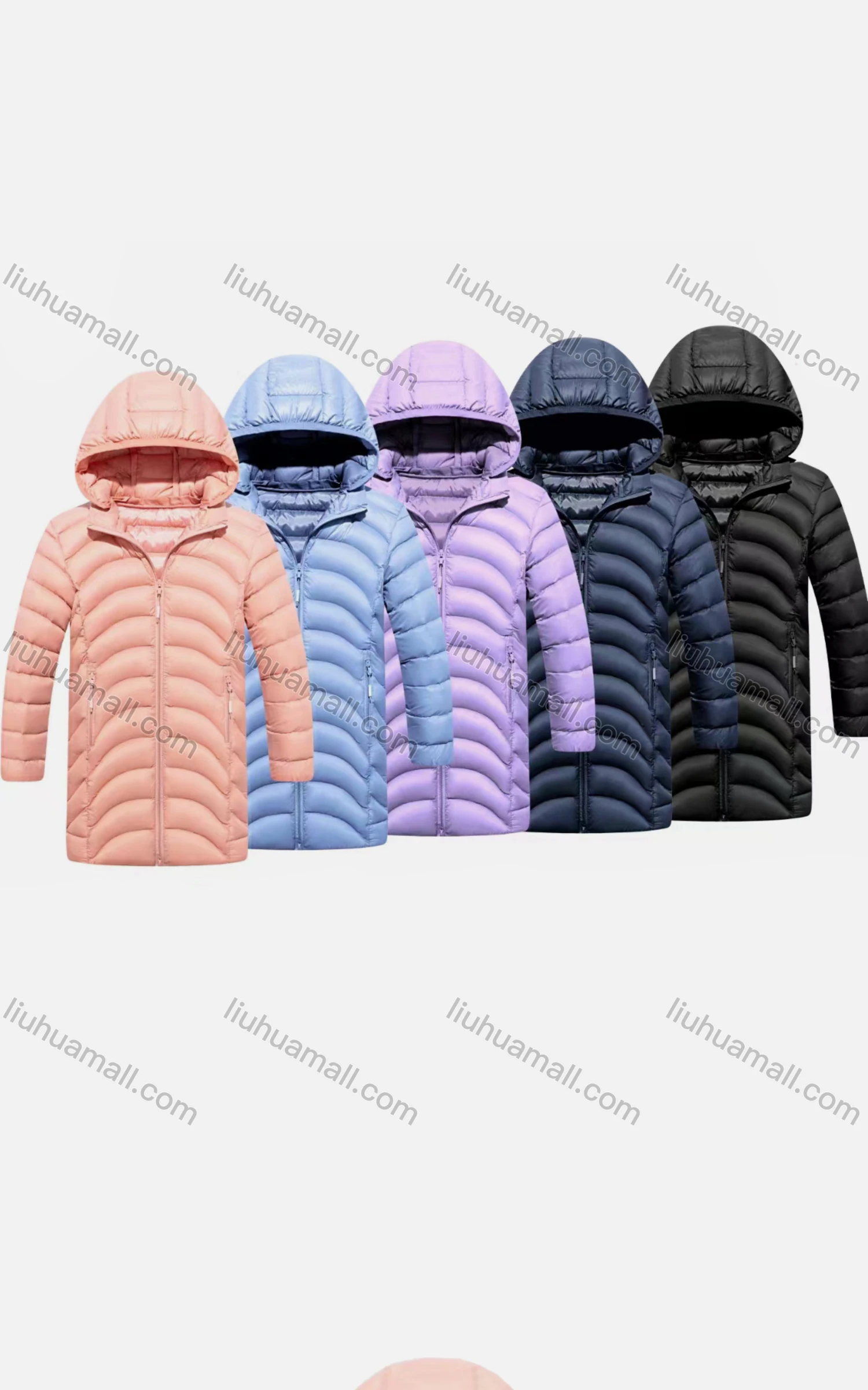 Wholesale Kids Hooded Casual Long Sleeve Zipper Pocket Thermal Puffer Jacket - Liuhuamall