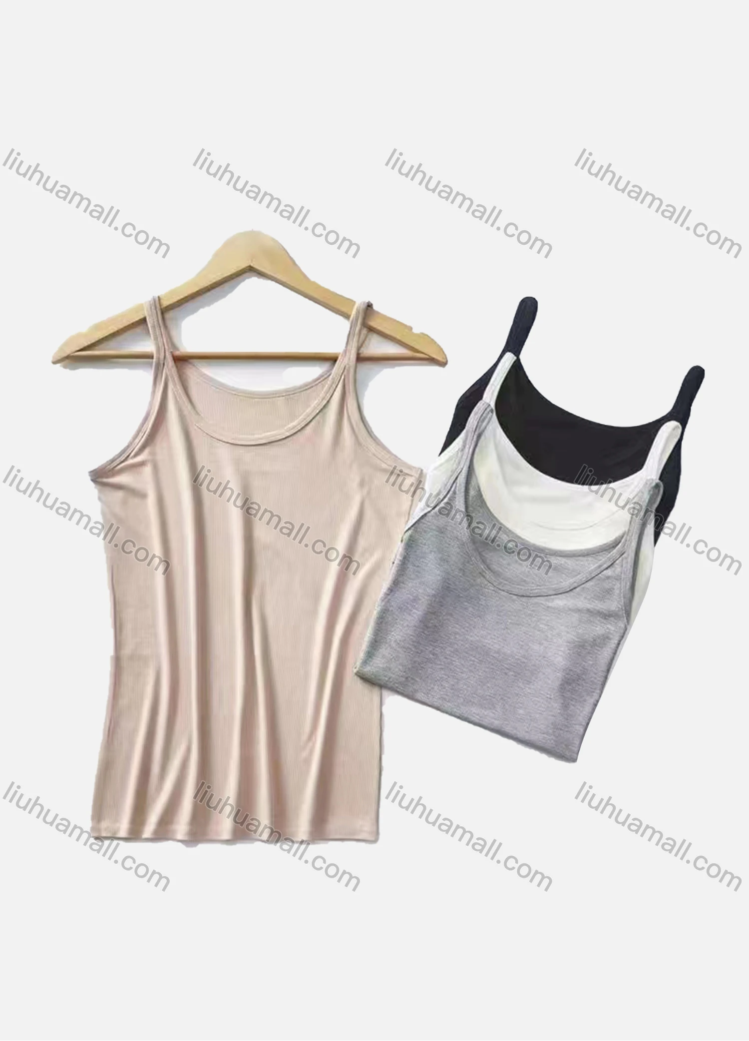 Wholesale Women's Casual Scoop Neck Sleeveless Plain Cami Tops - Liuhuamall