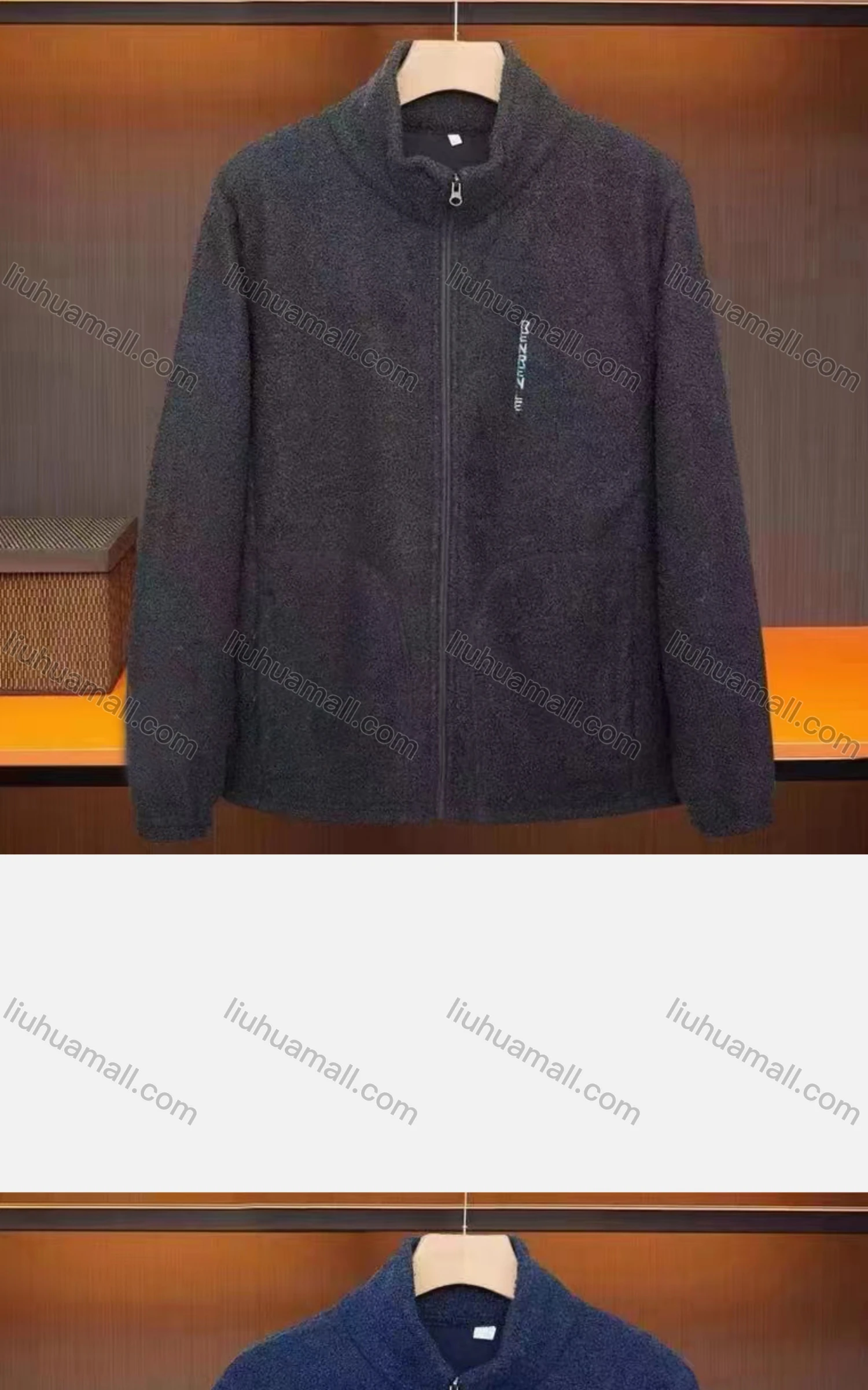 Wholesale Men's Casual Stand Collar Long Sleeve Zipper Pocket Polar Fleece Thermal Jacket - Liuhuamall