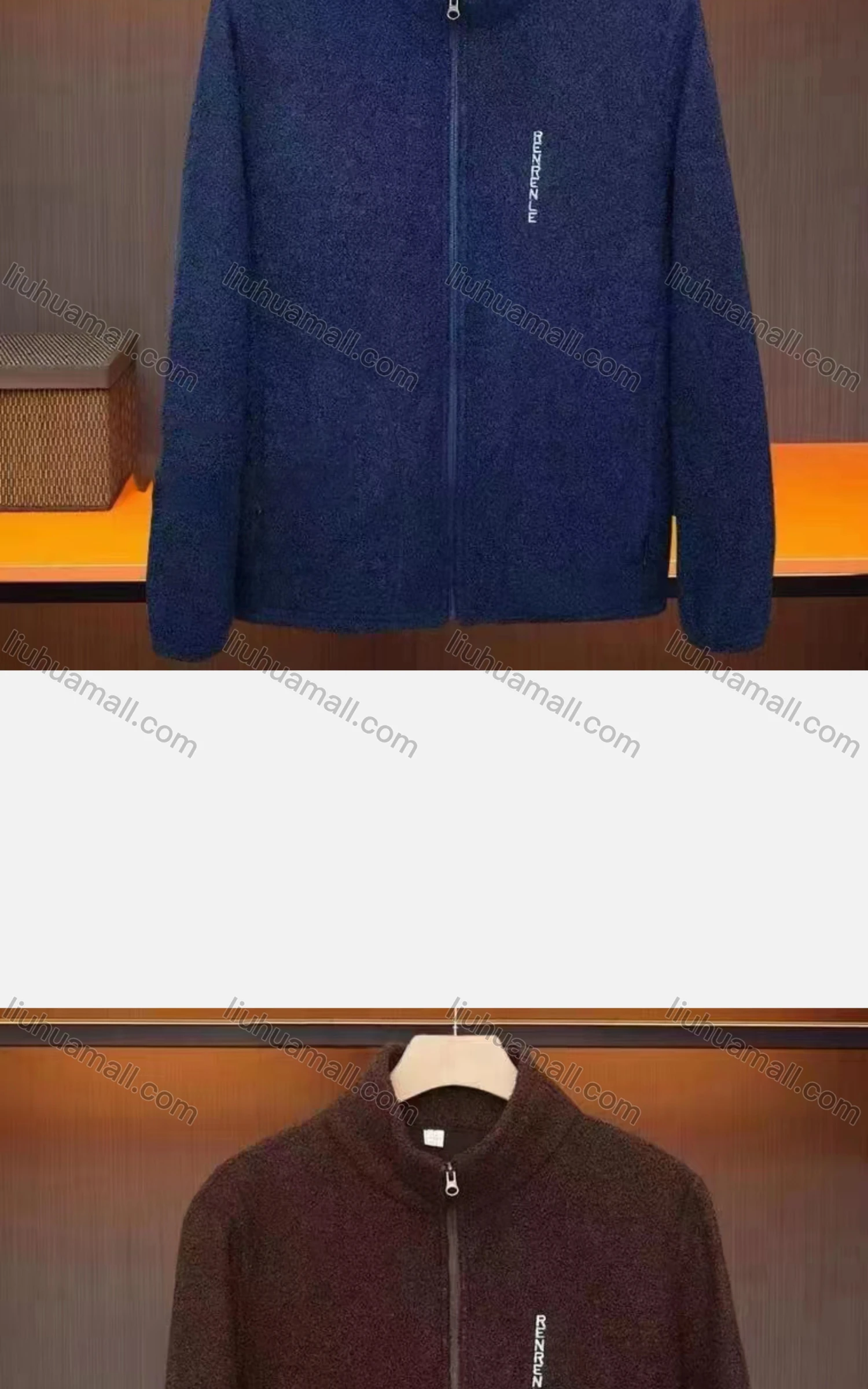 Wholesale Men's Casual Stand Collar Long Sleeve Zipper Pocket Polar Fleece Thermal Jacket - Liuhuamall