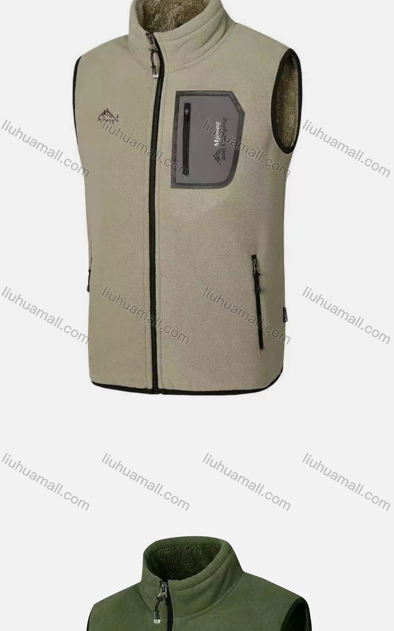 Wholesale Men's Casual Stand Collar Sleeveless Polar Fleece Thermal Vest Jacket - Liuhuamall