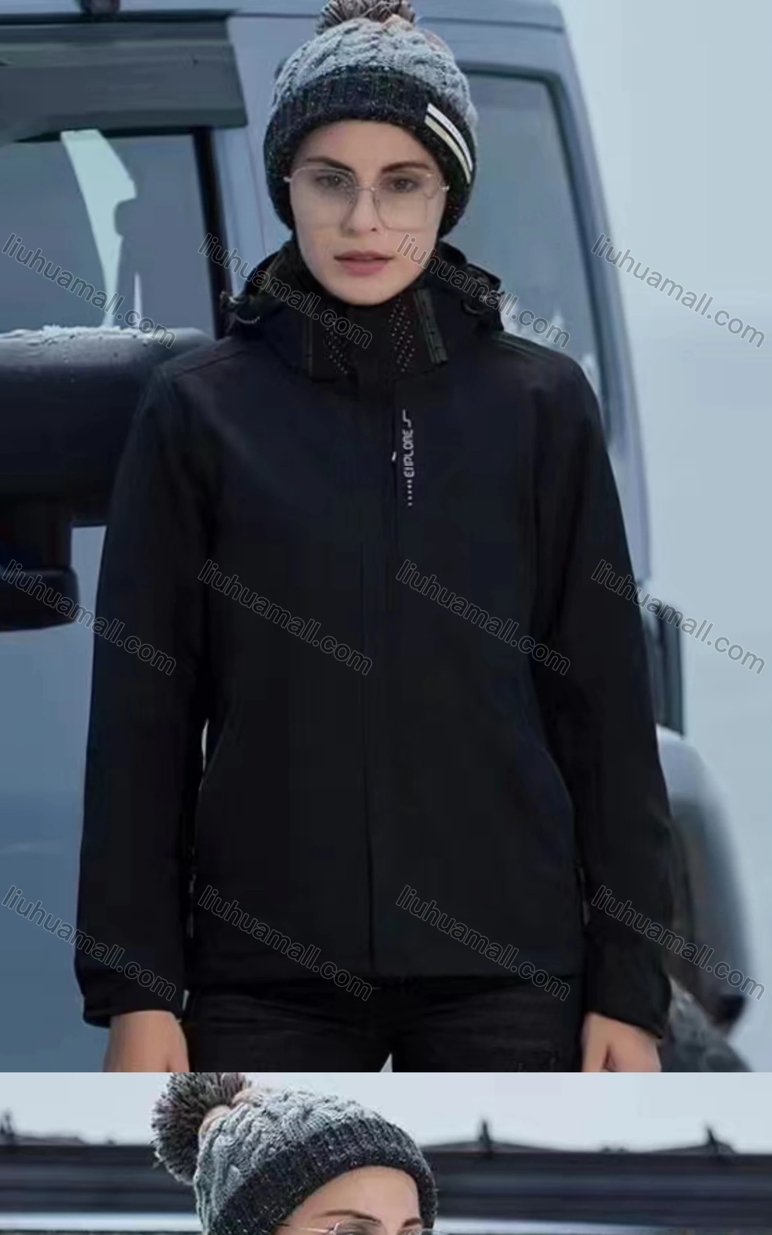 Wholesale Women's Casual Hooded Long Sleeve Zipper Pockets Windbreaker Jacket - Liuhuamall