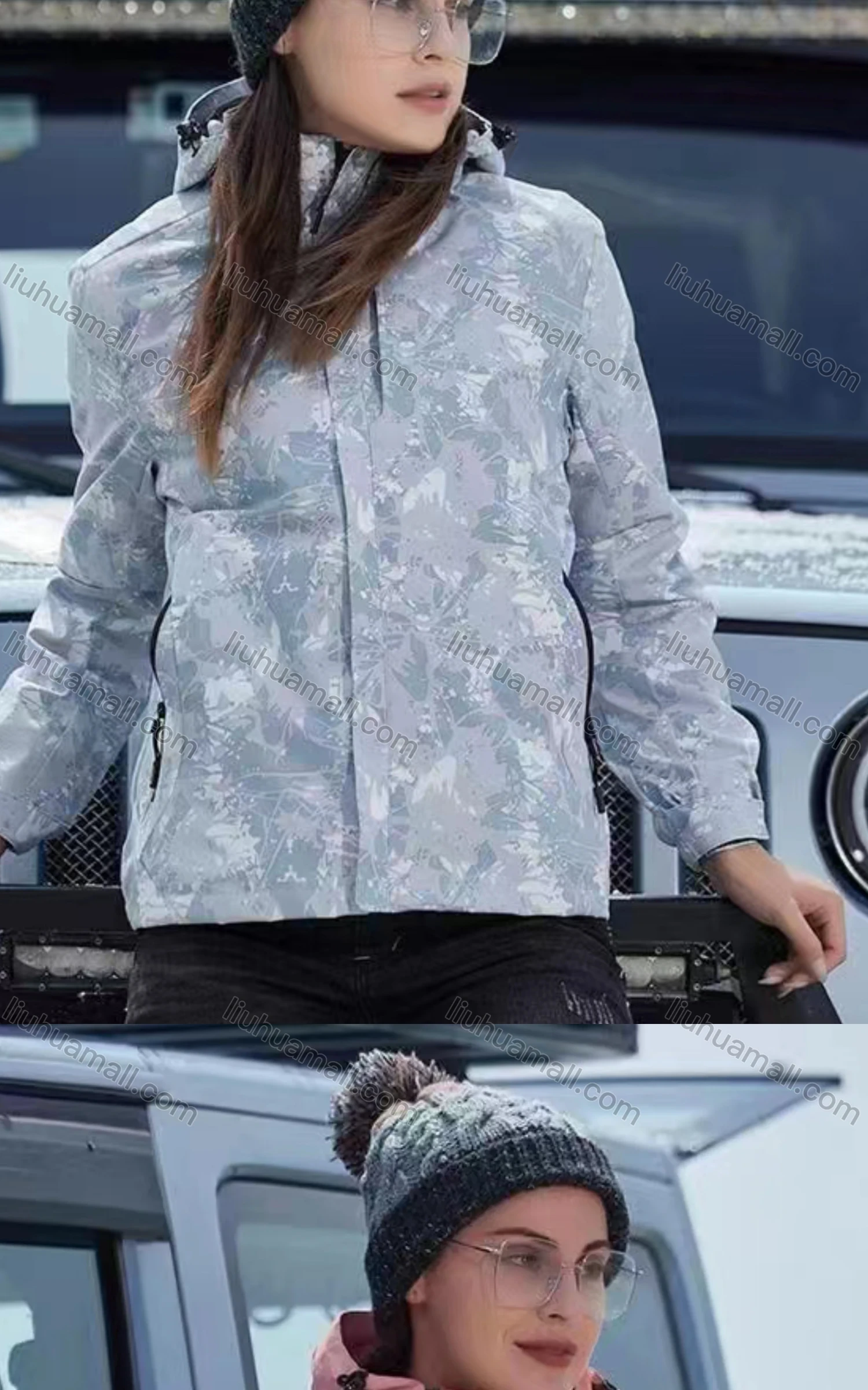 Wholesale Women's Casual Hooded Long Sleeve Zipper Pockets Windbreaker Jacket - Liuhuamall