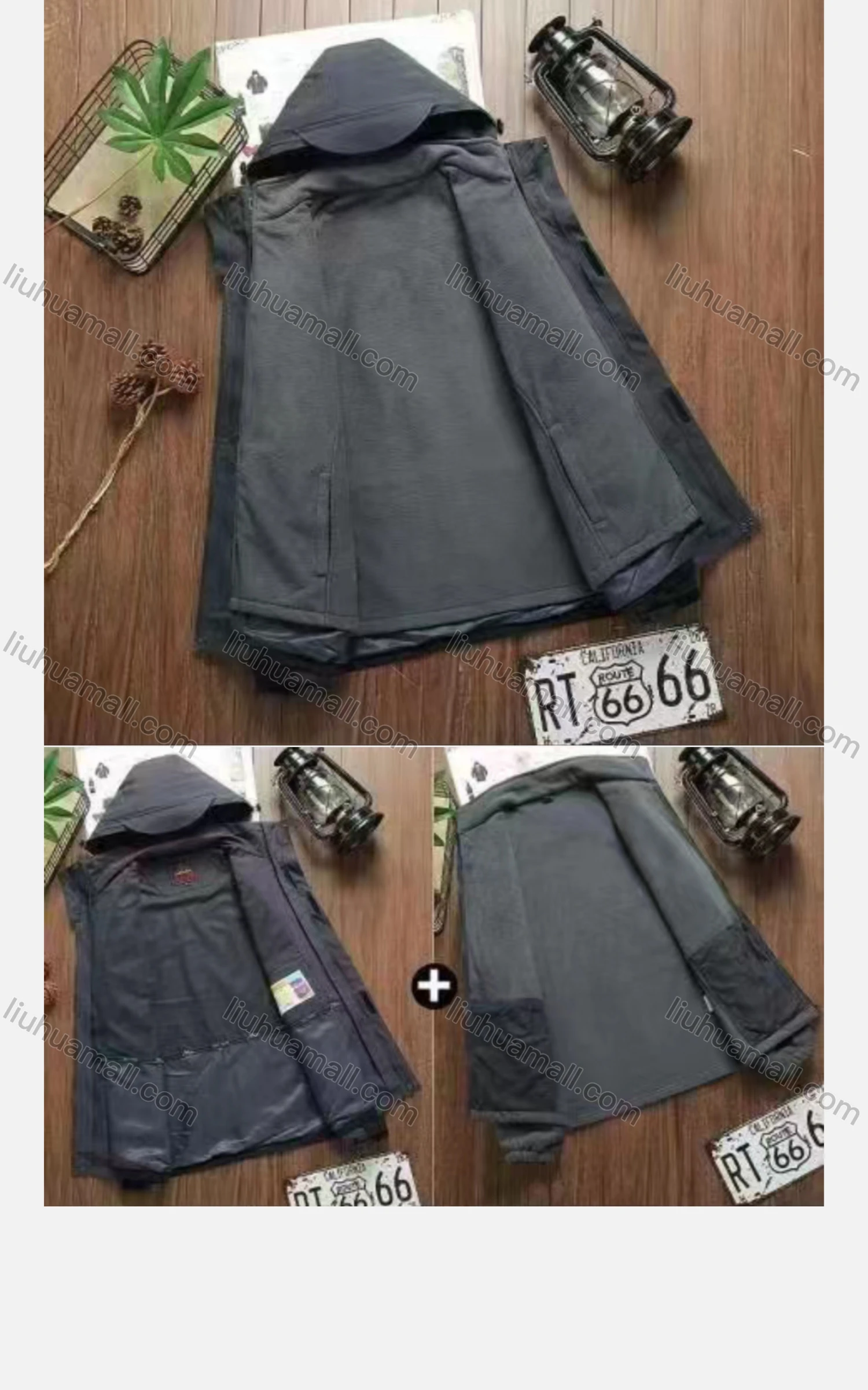 Wholesale Women's Casual Hooded Long Sleeve Zipper Pockets Colorblock Thermal Lined 2In1 Jacket - Liuhuamall