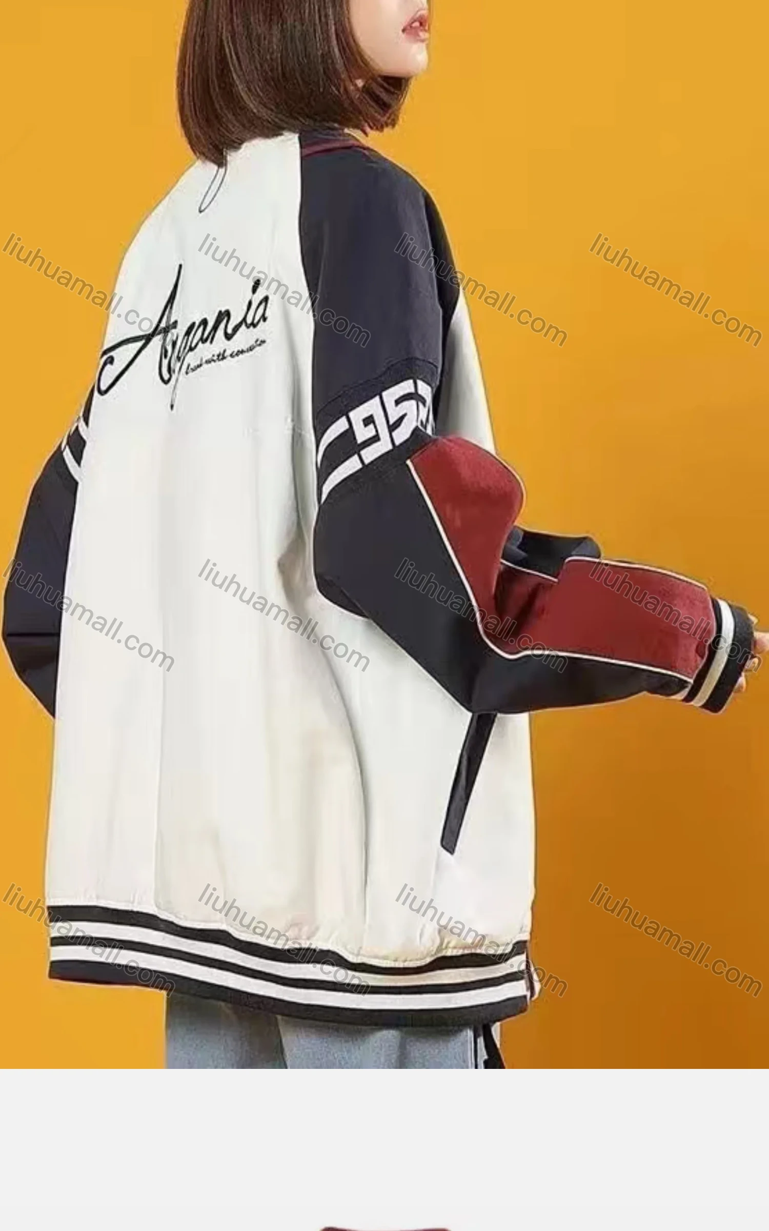 Wholesale Women's Casual Baseball Collar Raglan Sleeve Snap Buttons Baseball Jacket - Liuhuamall