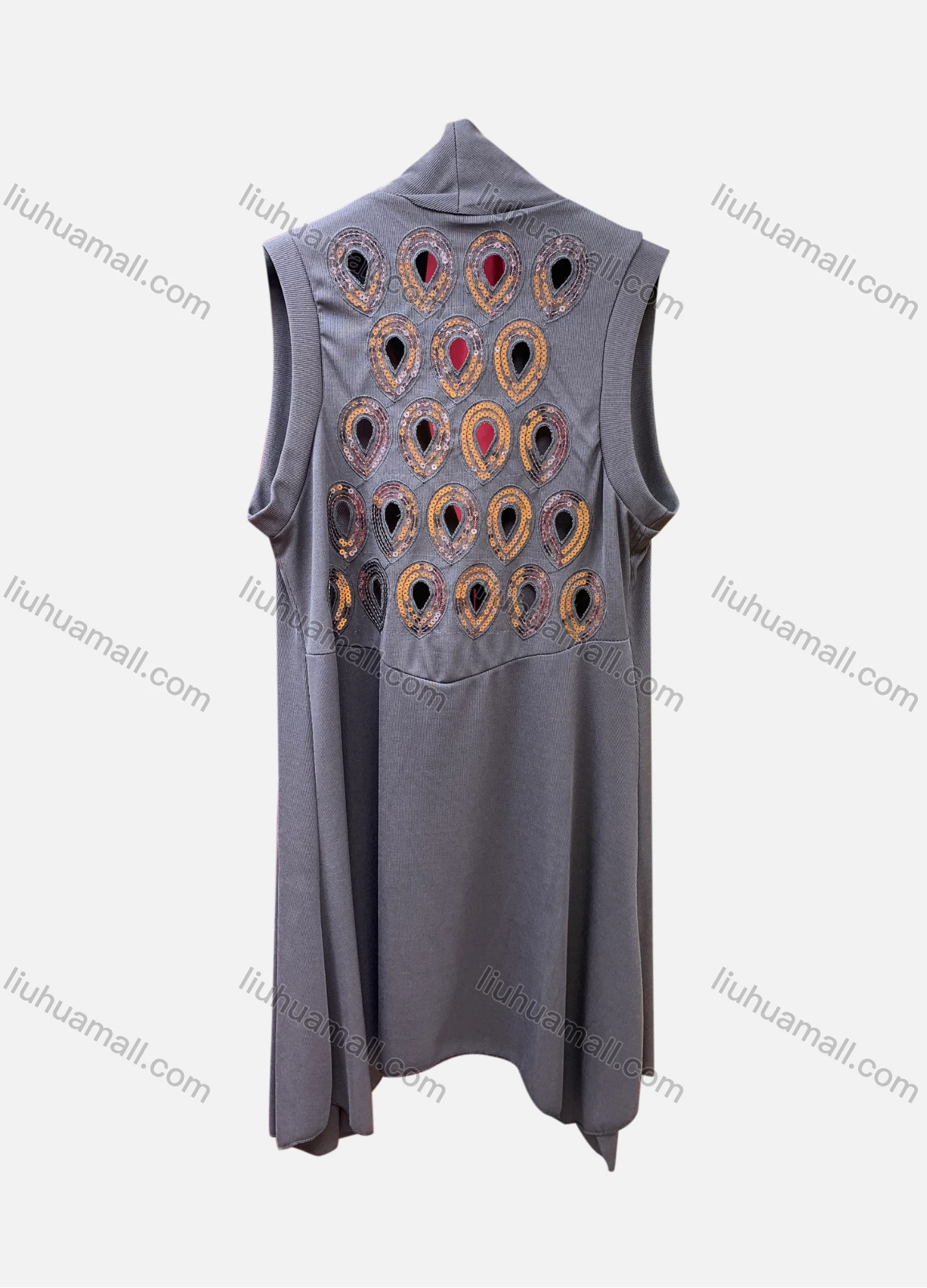 Wholesale Women's Casual Sleeveless Lace Up Hollow Out Sequin Cardigan - Liuhuamall