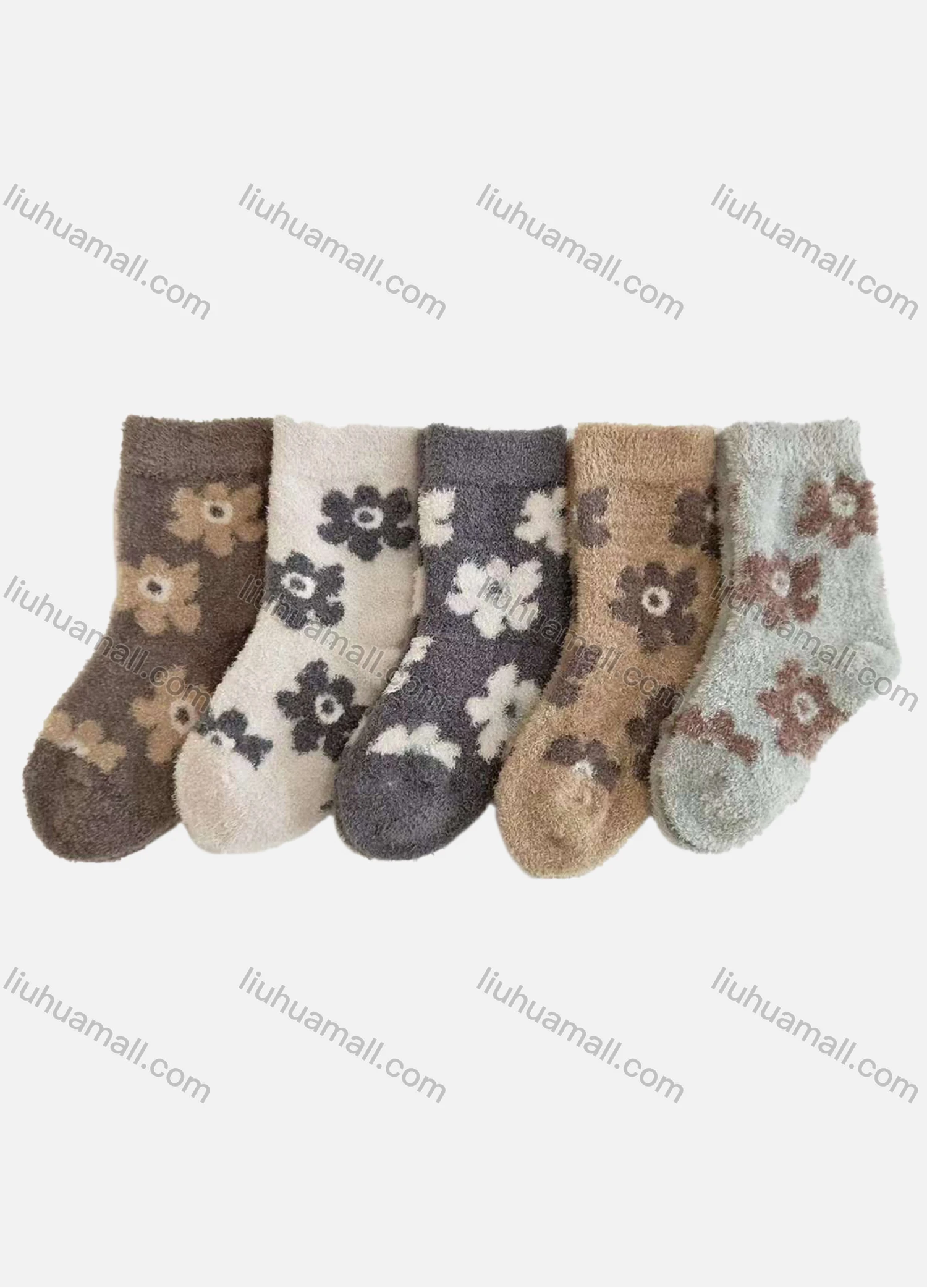 Wholesale Kid's Cute Floral Print Crew Ankle Cotton Socks (10 Piece of Pack ) - Liuhuamall