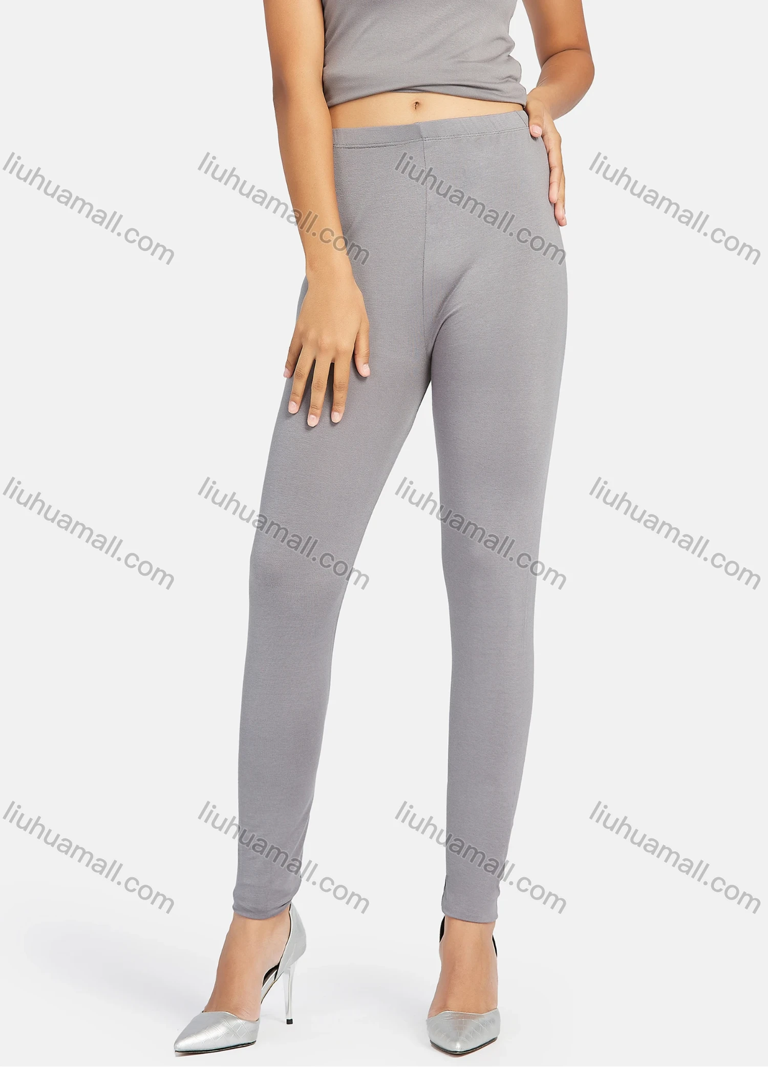 Wholesale Women's Causal Plain Slim Fit Elasic Waist Leggin - Liuhuamall