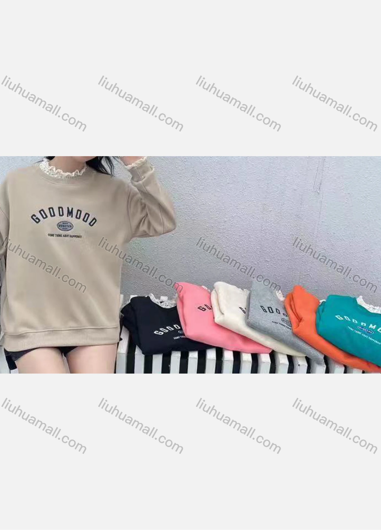 Wholesale Women's Fashion Crew Neck Long Sleeve Letter Print Pullover Sweatshirts - Liuhuamall