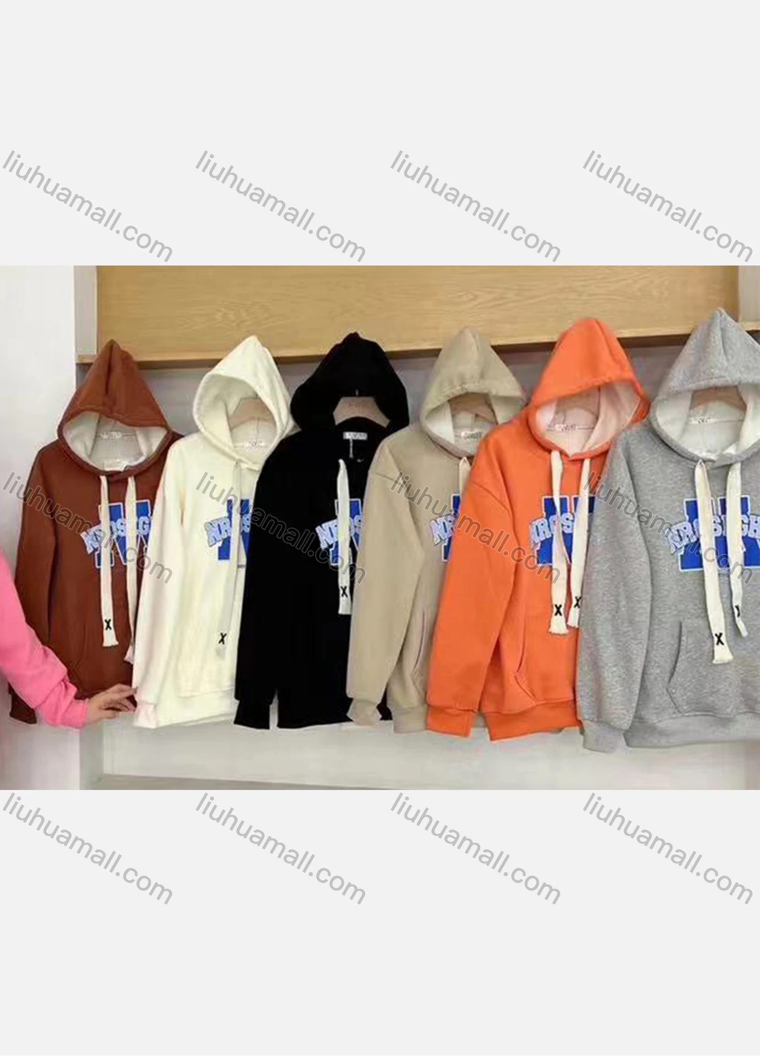 Wholesale Women's Casual Long Sleeve Letter Print Drawstring Hooded Sweatshirts - Liuhuamall