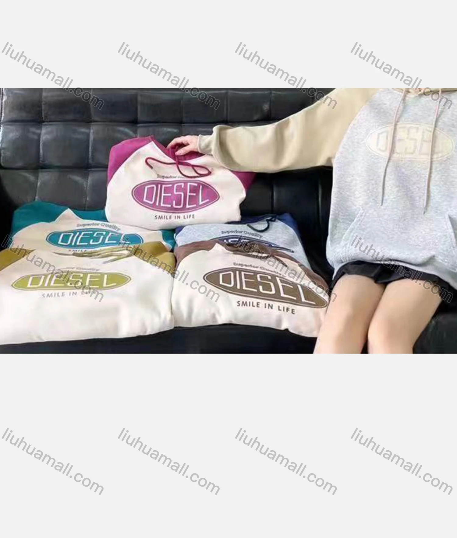 Wholesale Women's Casual Long Sleeve Letter Print Colorblock Drawstring Hooded Sweatshirts - Liuhuamall