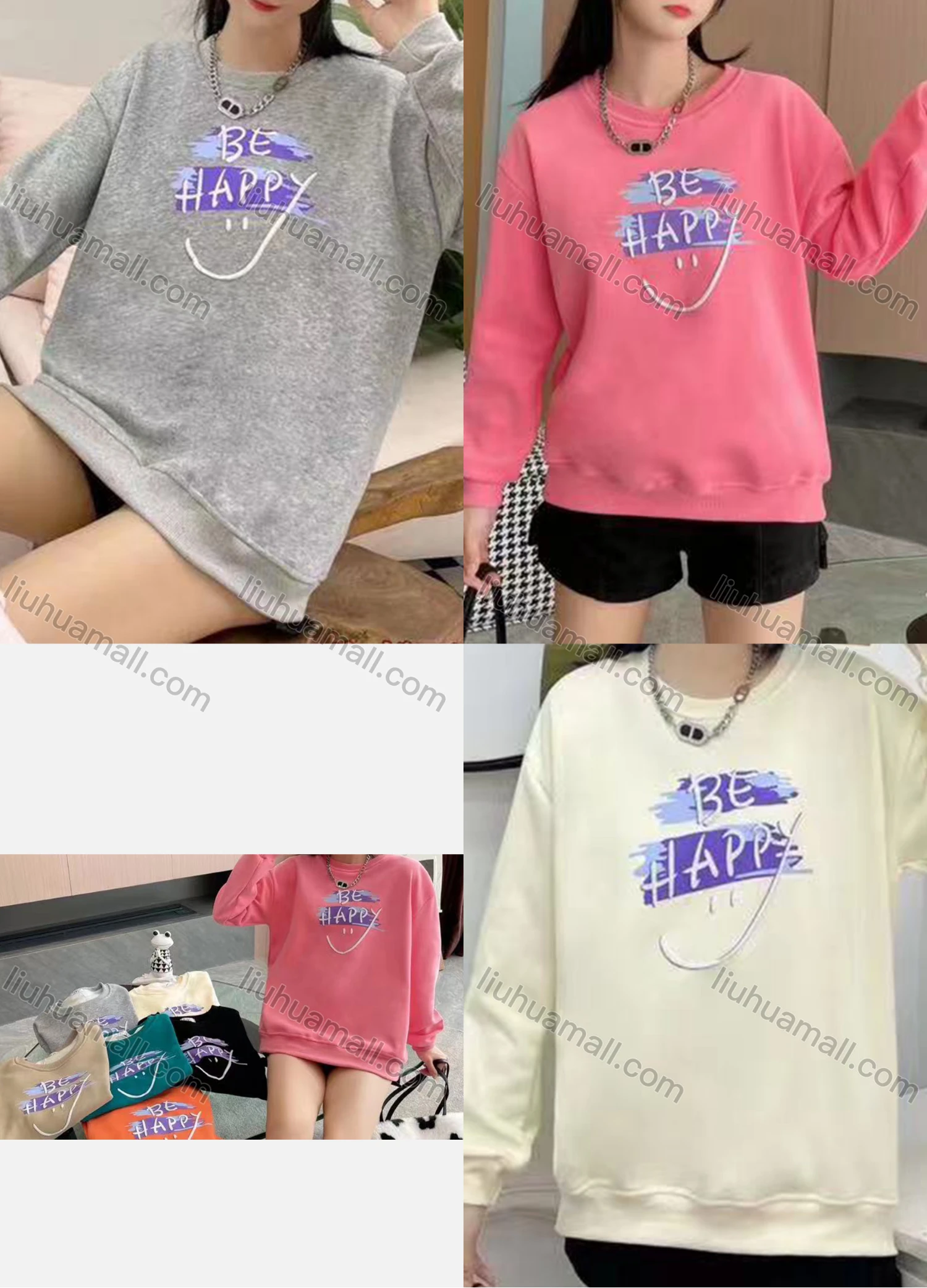 Wholesale Women's Fashion Long Sleeve Graffiti Letter Graphic Pullover Sweatshirts - Liuhuamall