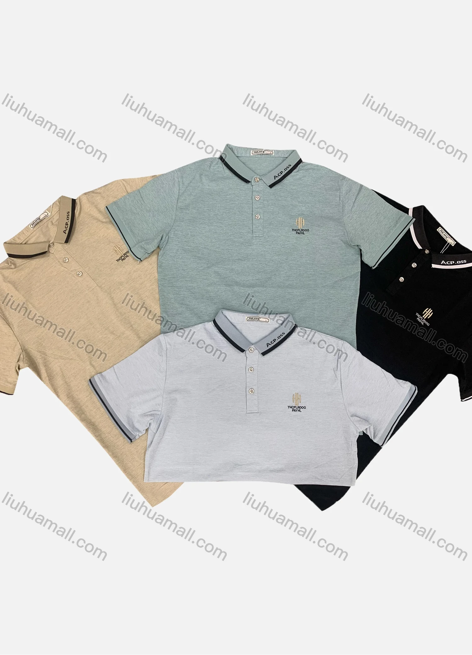 Wholesale Men's Casual Striped Trim Short Sleeve Polo Shirt(Pack Of 12) - Liuhuamall