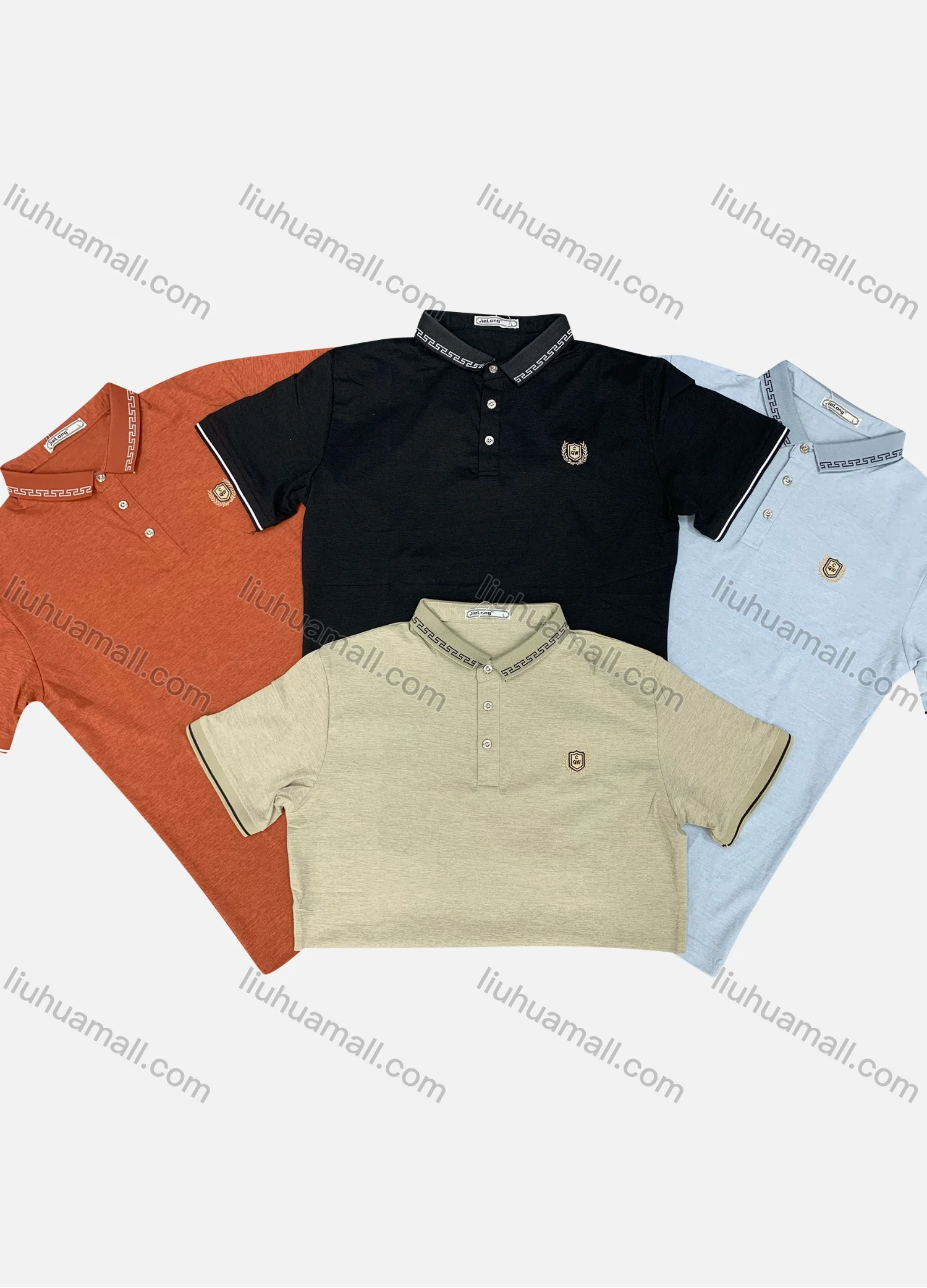 Wholesale Men's Casual Striped Trim Short Sleeve Polo Shirt(Pack Of 12) - Liuhuamall