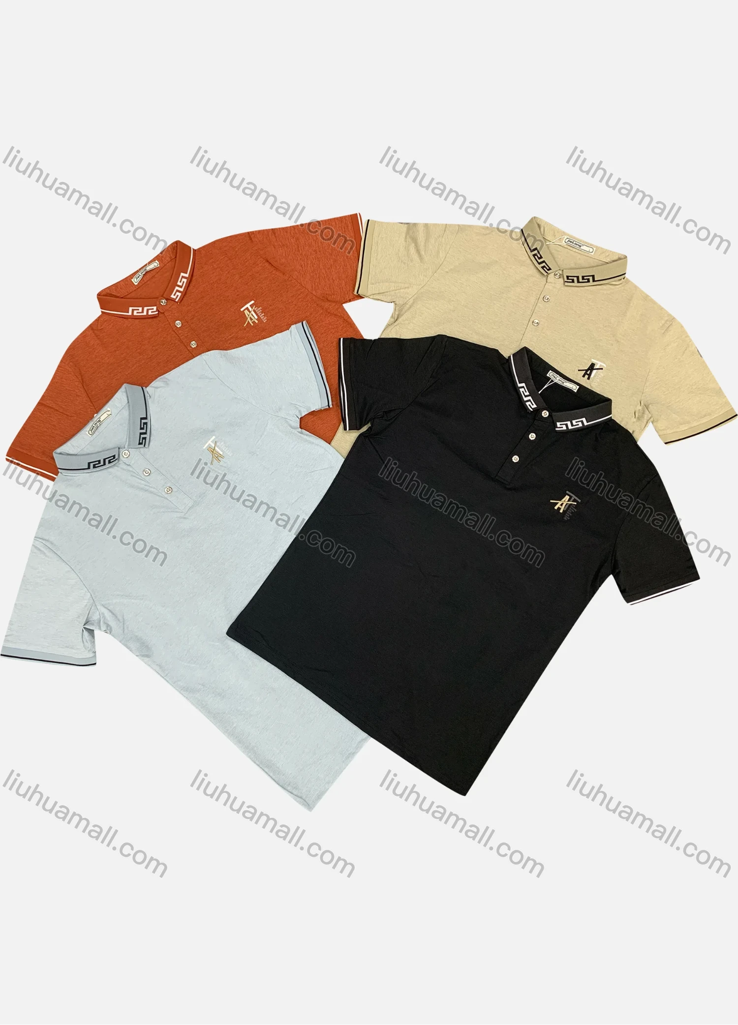 Wholesale Men's Casual Striped Trim Short Sleeve Polo Shirt(Pack Of 12) - Liuhuamall