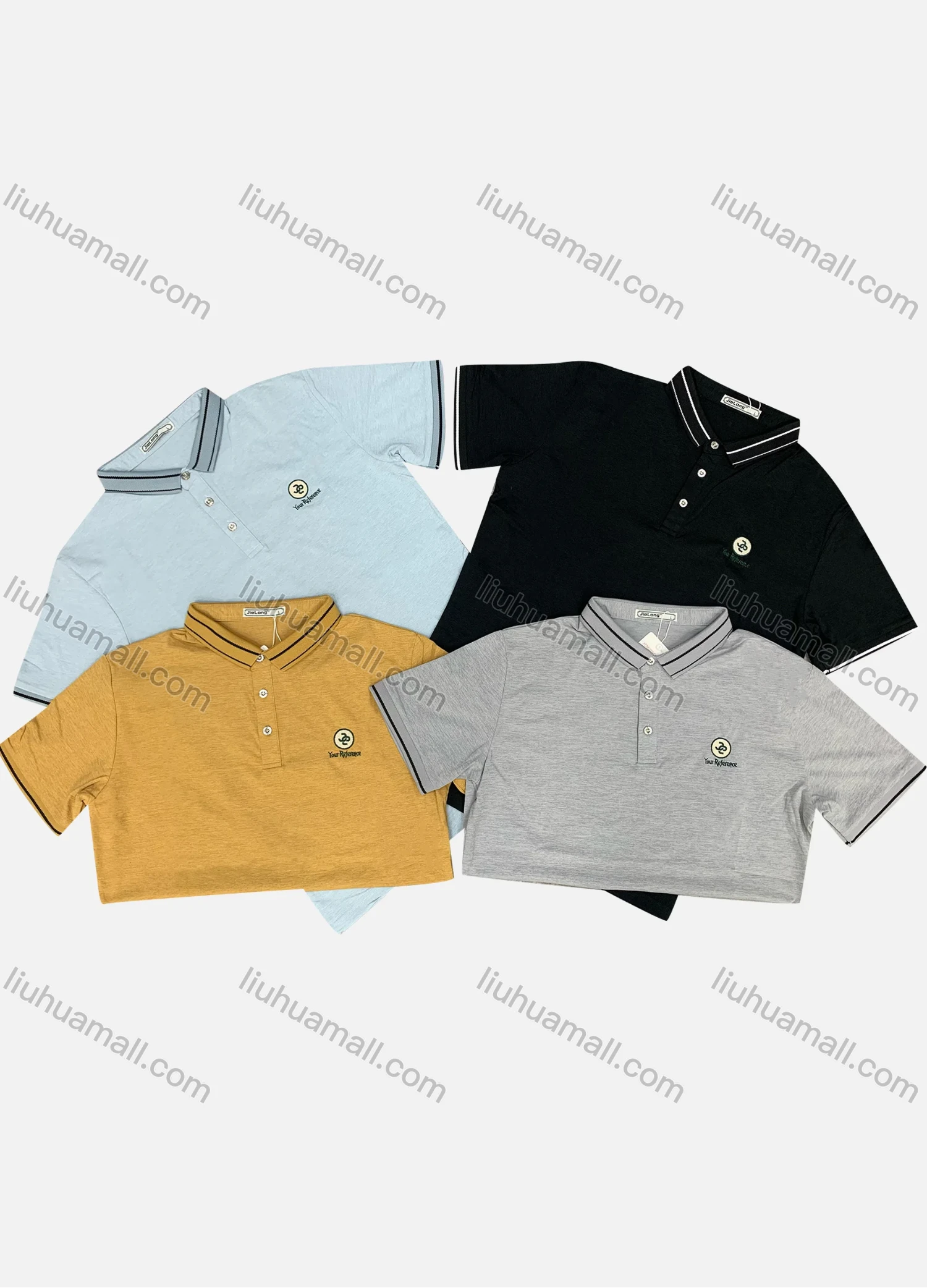 Wholesale Men's Casual Striped Trim Short Sleeve Polo Shirt(Pack Of 12) - Liuhuamall