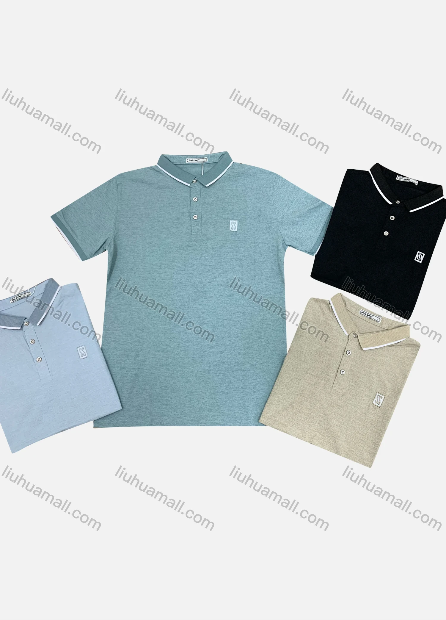 Wholesale Men's Casual Striped Trim Short Sleeve Polo Shirt(Pack Of 12) - Liuhuamall