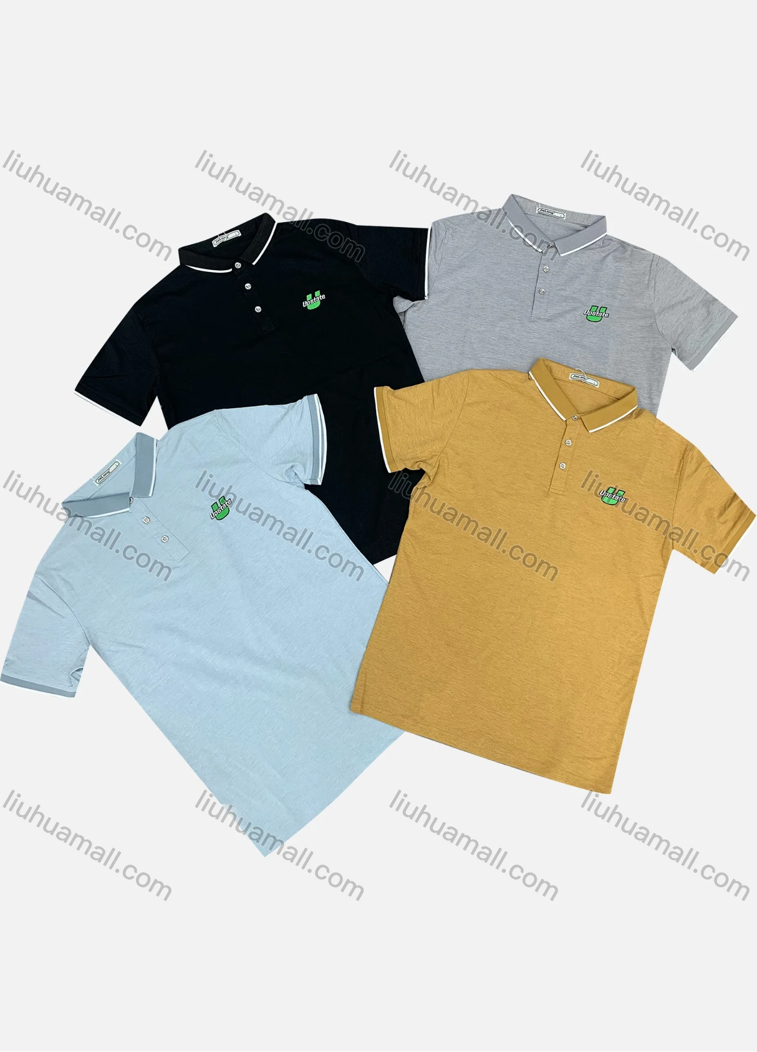 Wholesale Men's Casual Striped Trim Short Sleeve Polo Shirt(Pack Of 12) - Liuhuamall