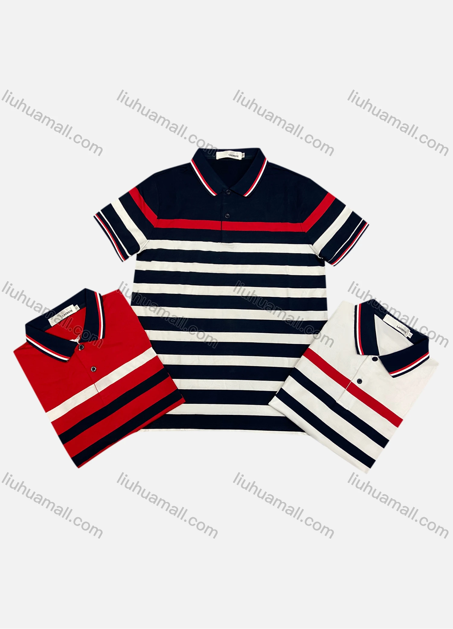 Wholesale Men's Casual Short Sleeve Sleeve Button Front Colorblock Striped Polo Shirts - Liuhuamall