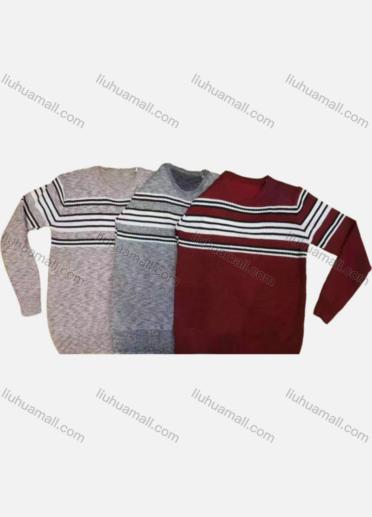 Wholesale Boy's Casual Striped Round Neck Long Sleeve Sweater - Liuhuamall
