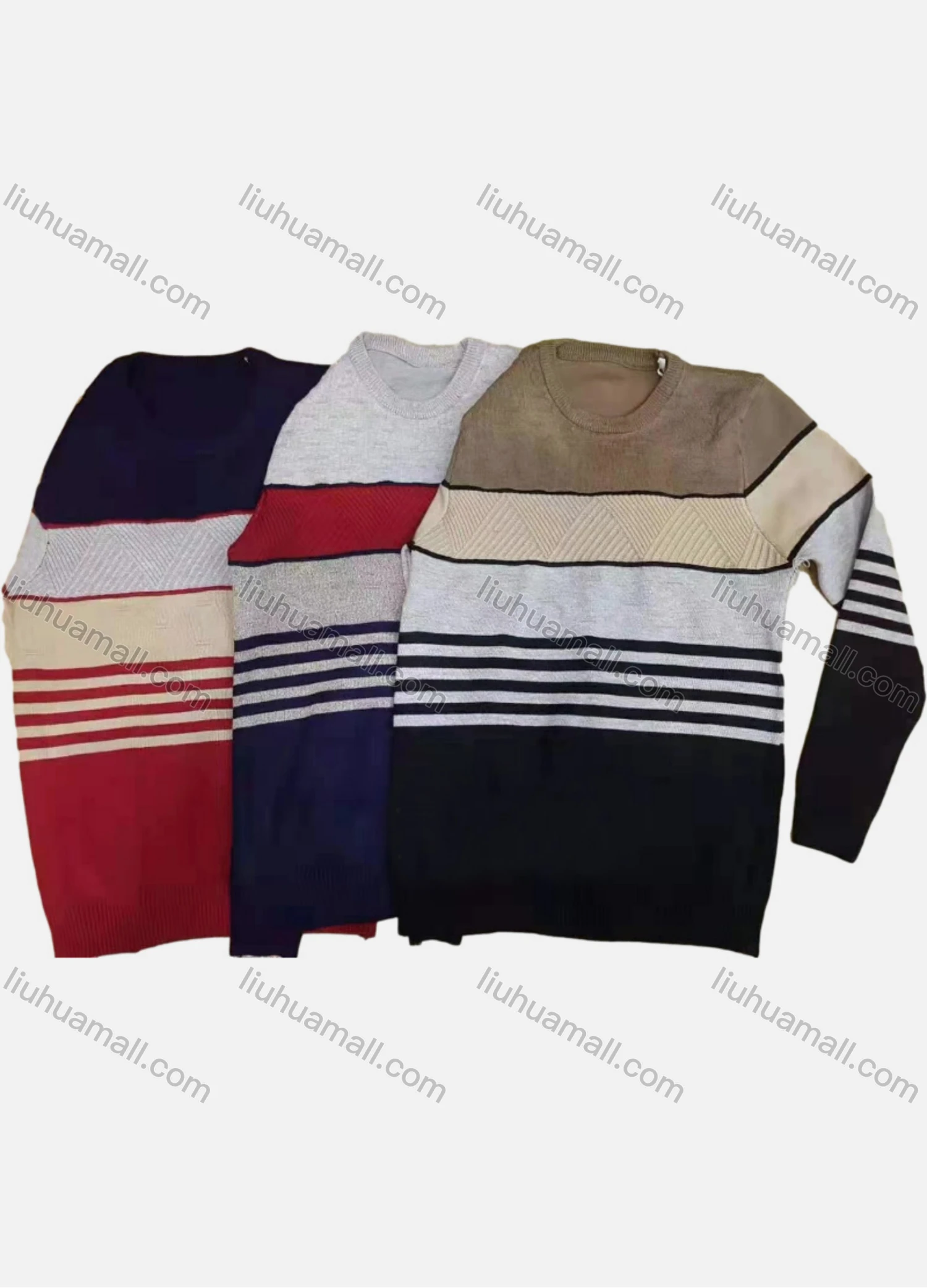 Wholesale Boy's Casual Striped Colorblock Round Neck Long Sleeve Sweater - Liuhuamall
