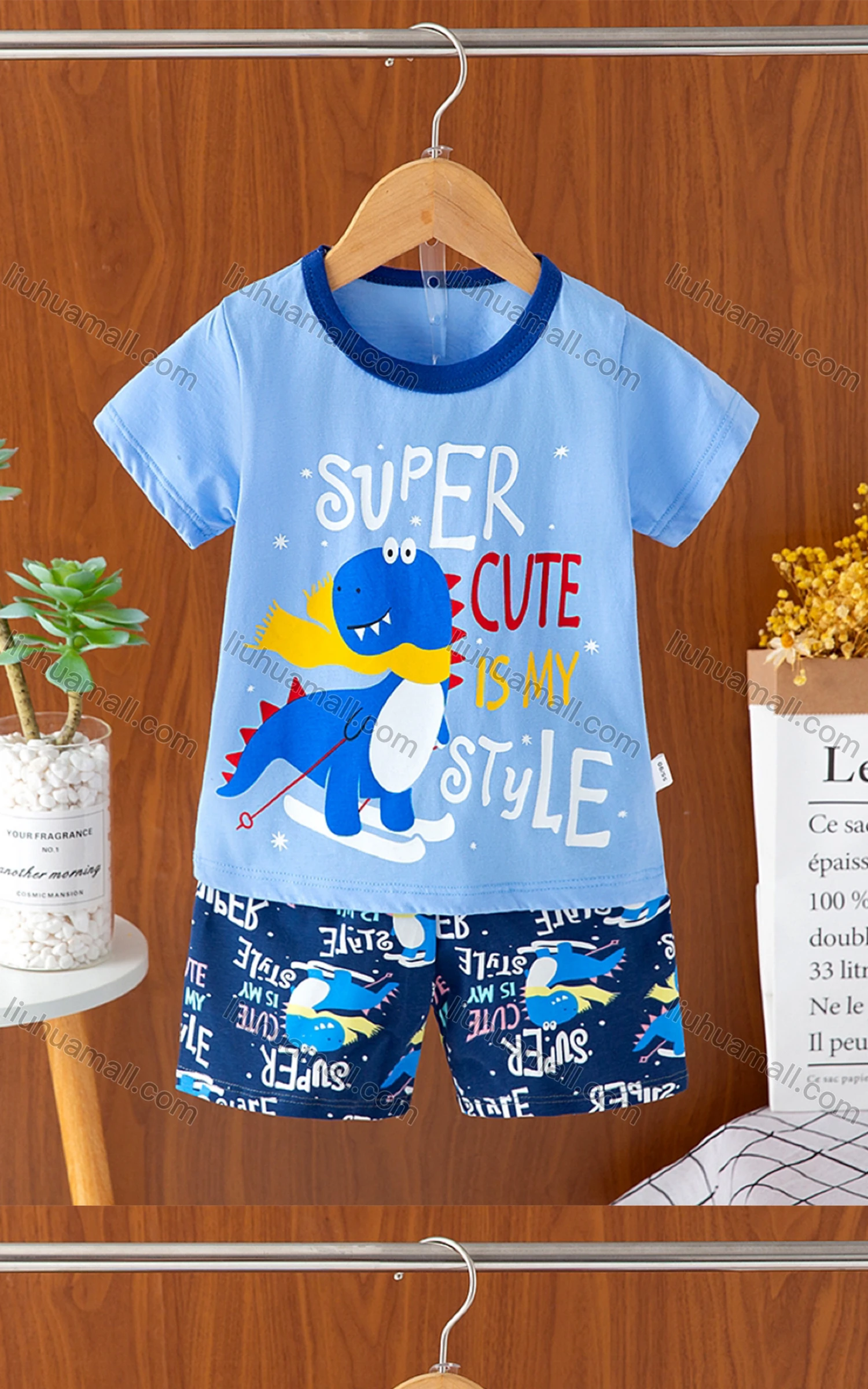 Wholesale Boys Casual Short Sleeve Cartoon Graphic T-shirts&Shorts 2 Piece Homewear Sets - Liuhuamall
