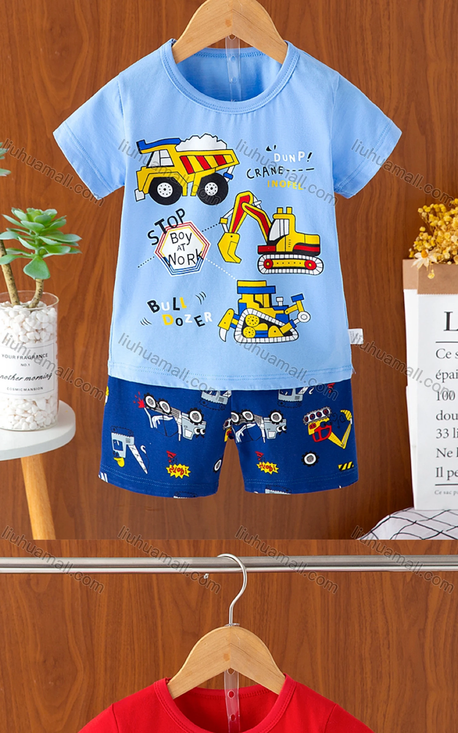 Wholesale Boys Casual Short Sleeve Cartoon Graphic T-shirts&Shorts 2 Piece Homewear Sets - Liuhuamall