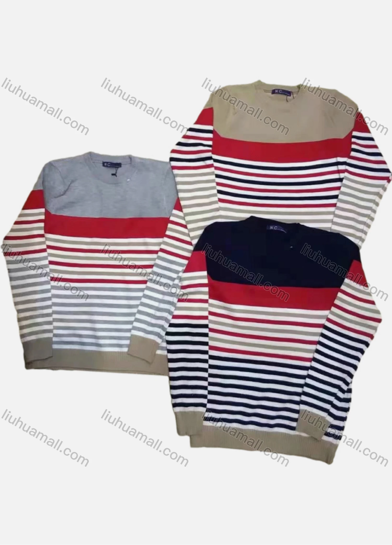 Wholesale Boy's Casual Striped Colorblock Round Neck Long Sleeve Sweater - Liuhuamall