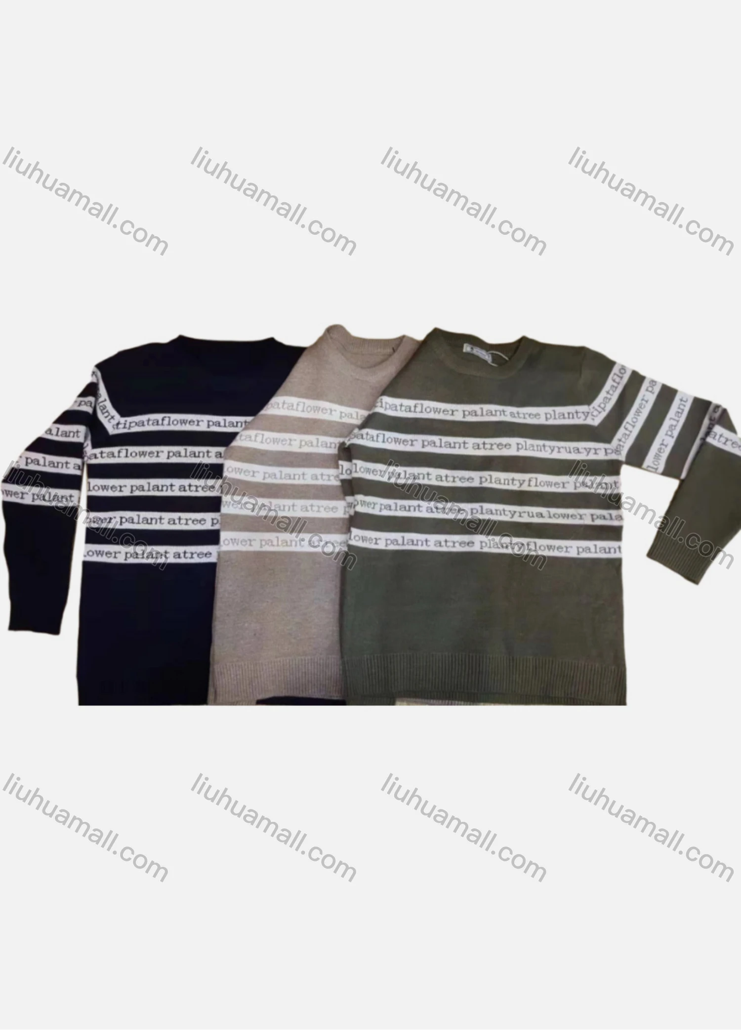 Wholesale Boy's Casual Striped Letter Print Round Neck Long Sleeve Sweater - Liuhuamall