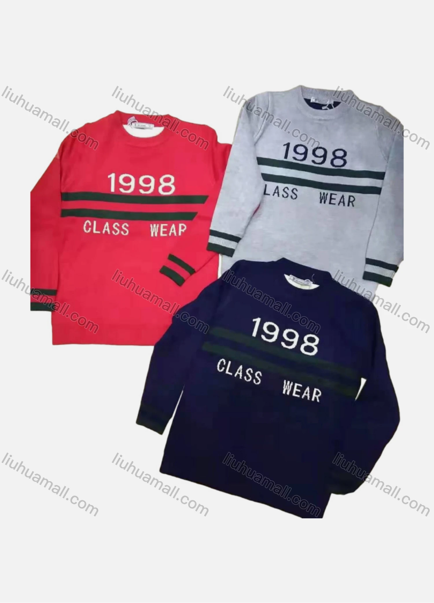 Wholesale Boy's Casual Striped Letter Print Round Neck Long Sleeve Sweater - Liuhuamall