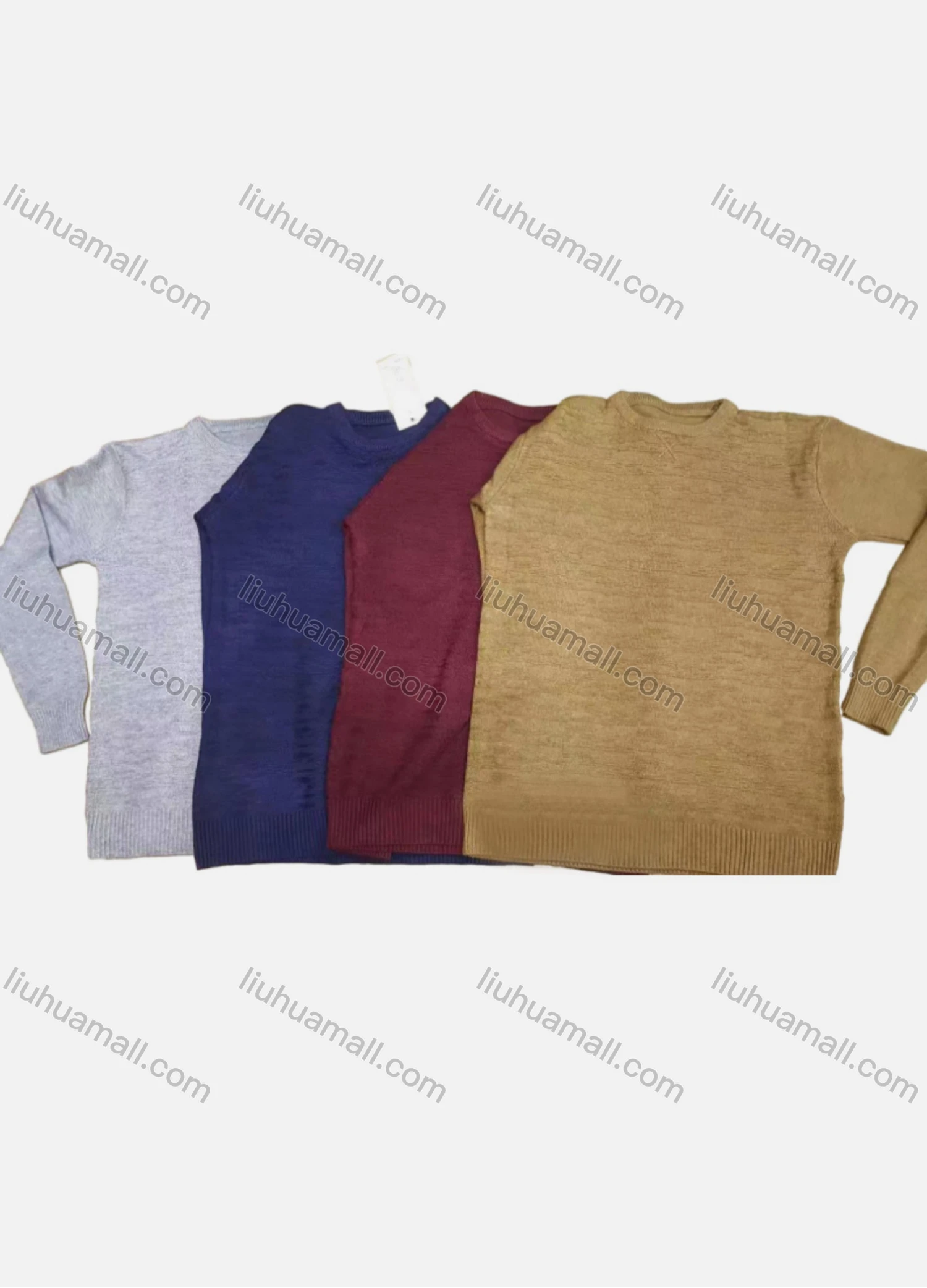 Wholesale Boy's Casual Plain Round Neck Long Sleeve Sweater - Liuhuamall