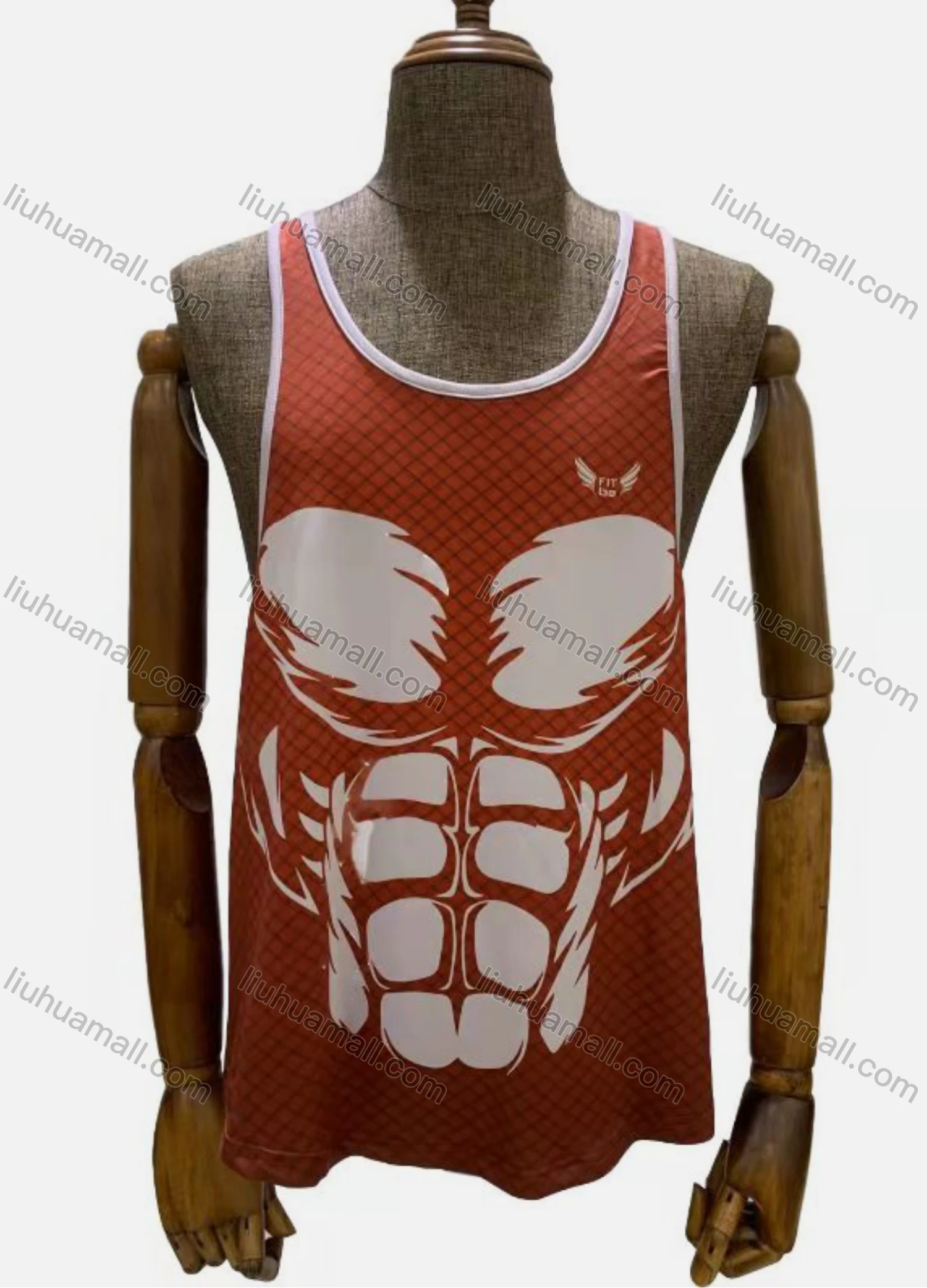 Wholesale Men's Sporty Basketball Abstract Print Round Neck Quick Drying Vest - Liuhuamall