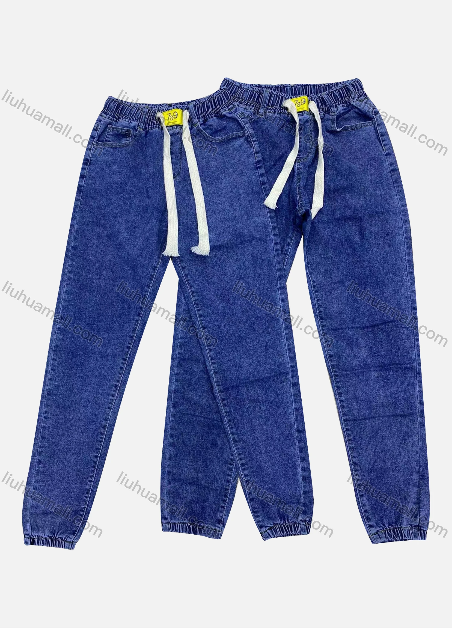 Wholesale Women's Casual Plain Multiple Pockets Drawstring Slim Fit Jogger Jeans - Liuhuamall