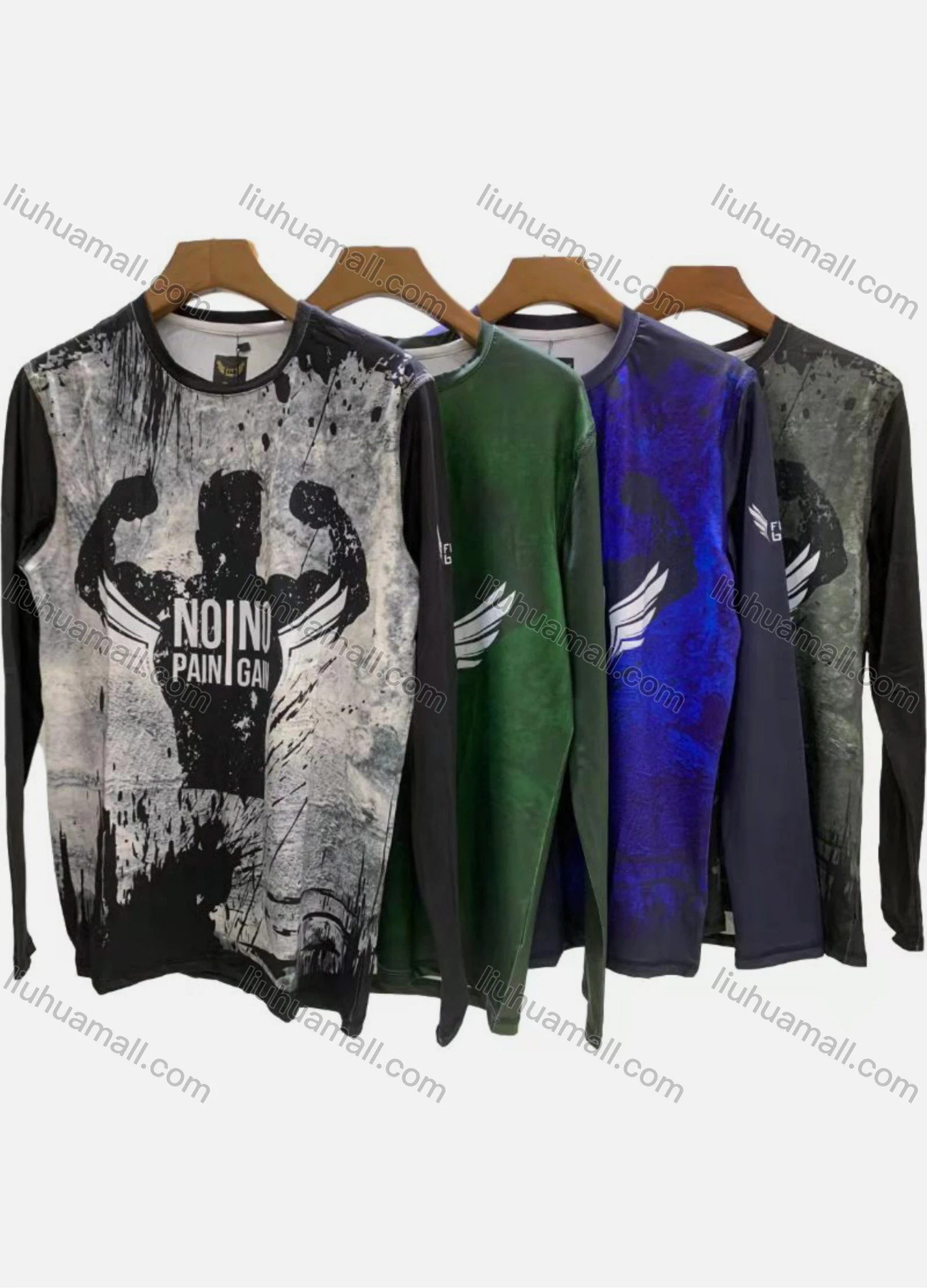 Wholesale Men's Casual Graphic & Letter Print Round Neck Long Sleeve Tee - Liuhuamall